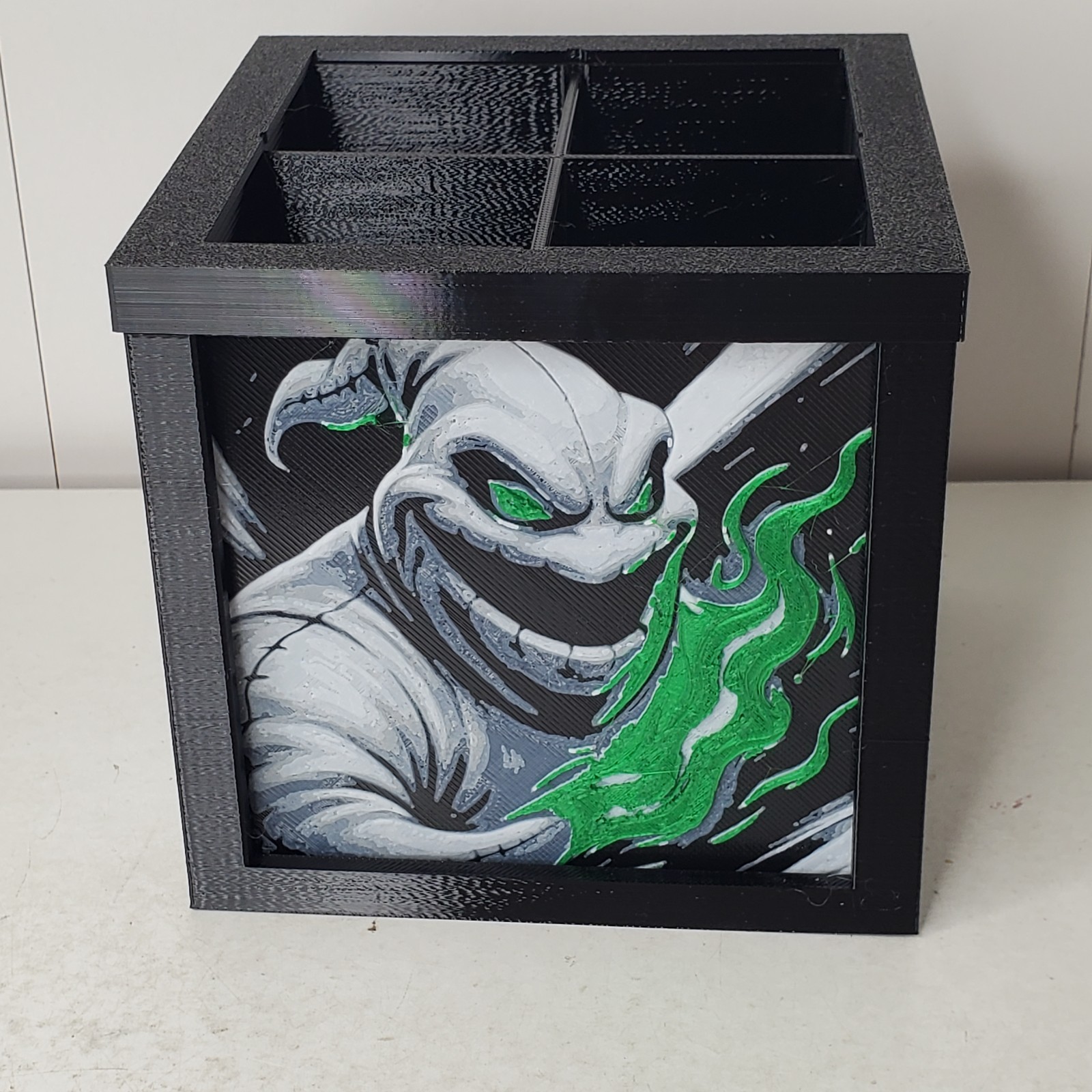 3D Printed Gothic Halloween Desk Organizer 4 Panels Nightmare Before Christmas
