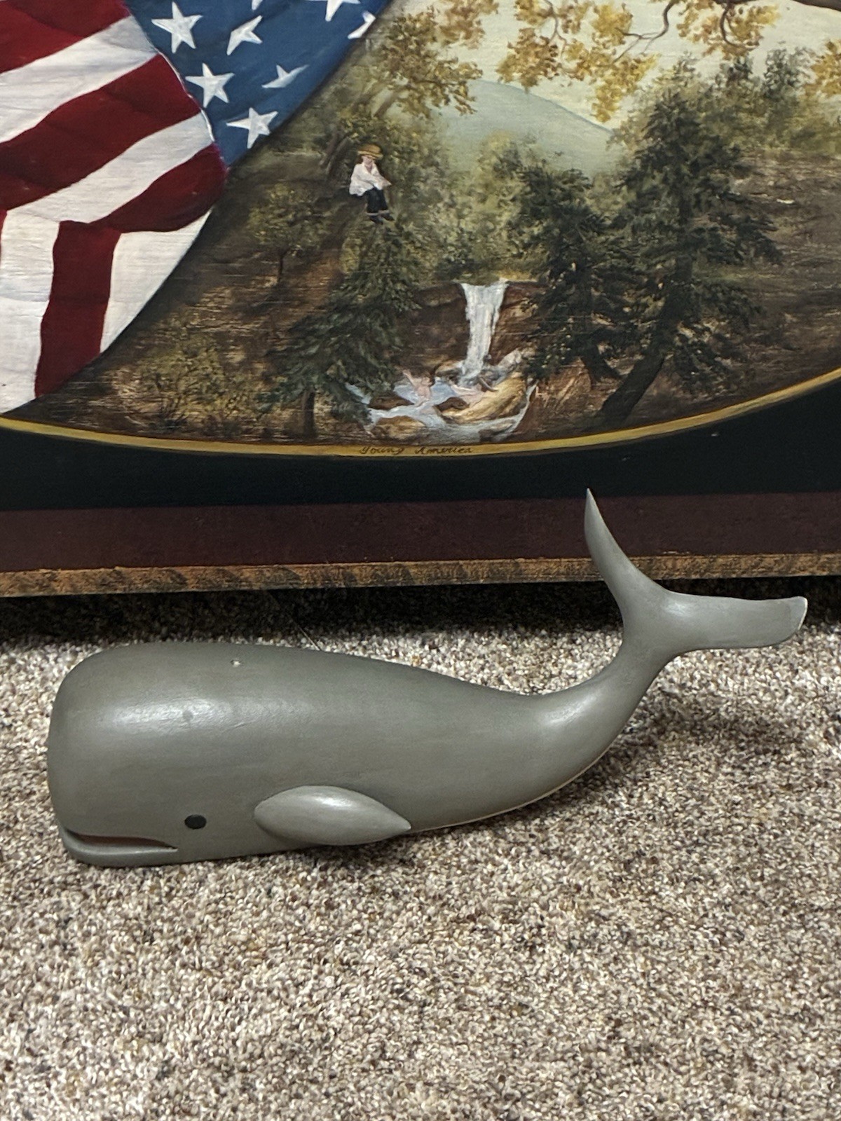 Mark Glandon Original Hand Carved And Painted Big Whale Folk Art Primitive Rare Mark Glandon Original Hand Carved And Painted Big Whale Folk Art Primitive Rare