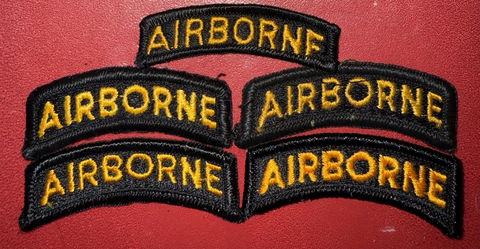 1980s - GWOT Era US Army Black And Yellow Airborne Tab / Patch  (ID)