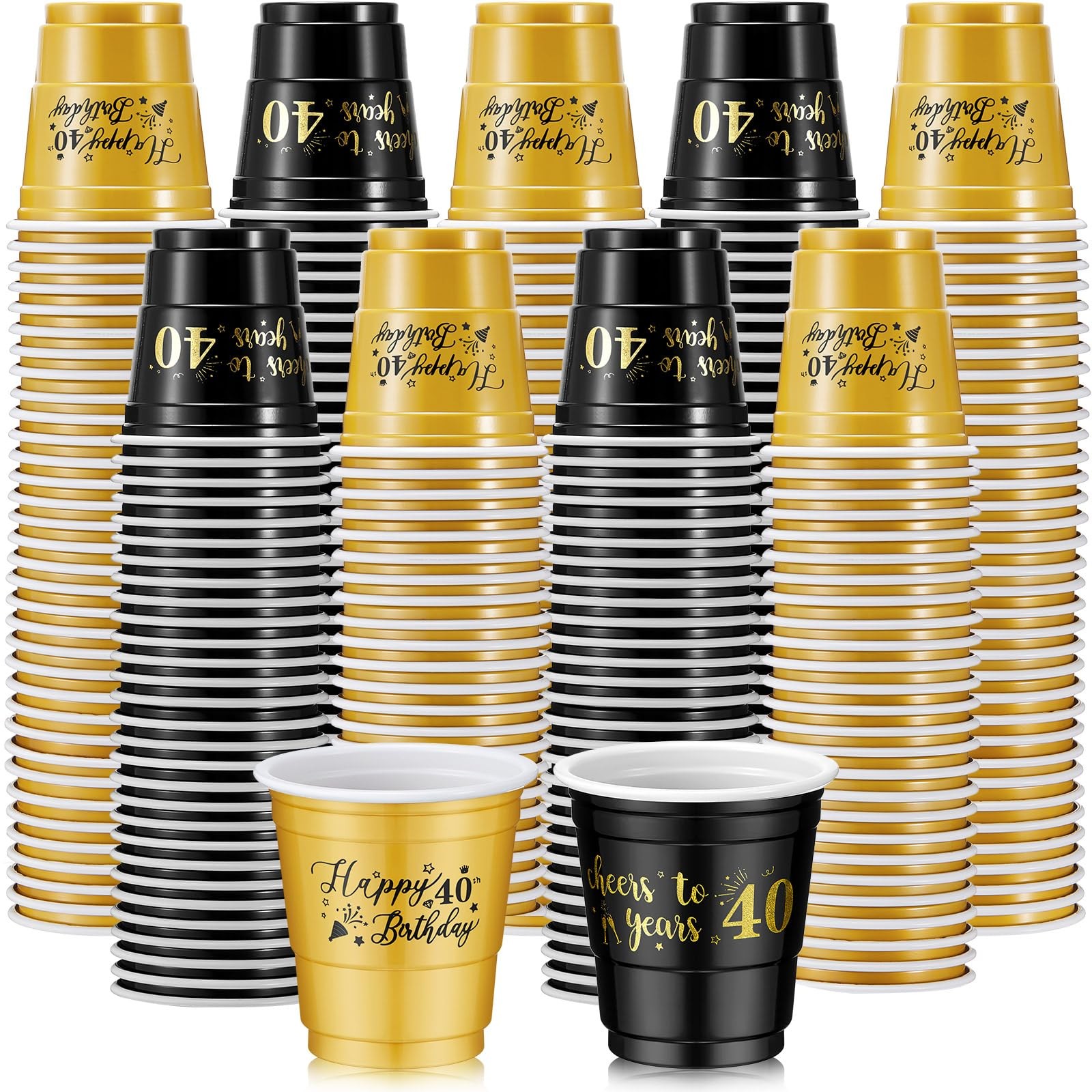 Ziliny 100 Pcs 40th Birthday 1.97 x x 1.18 inches, gold and black