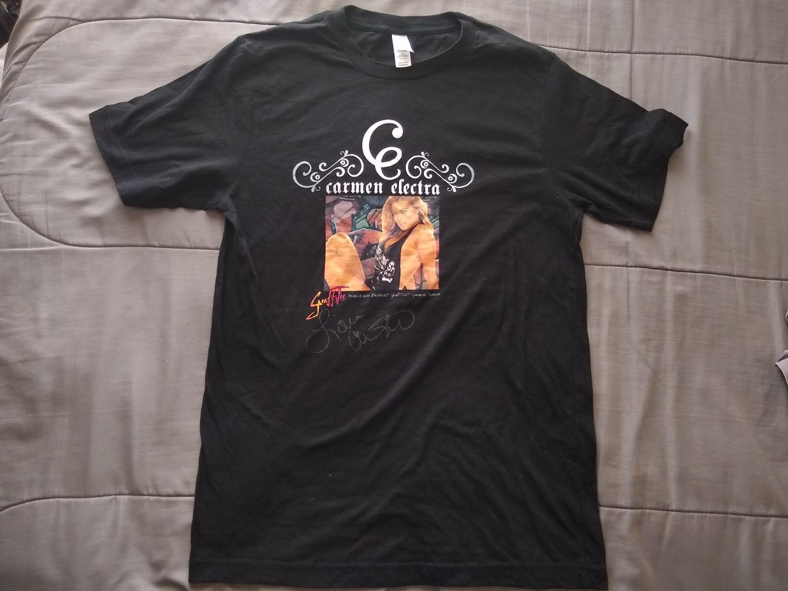 Adult Black Tshirt with Carmen Electra design - Signed - Medium