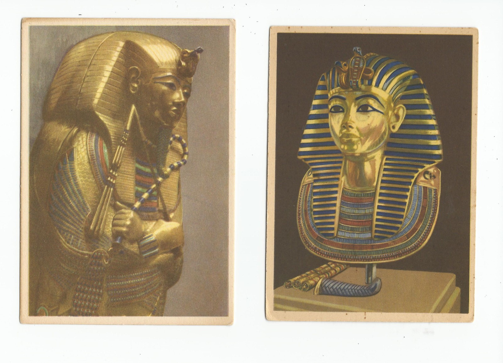 Postcards (Lot of 2): Tutankhamun; (l) coffin; (r) mummy mask; Cairo, Egypt Postcards (Lot of 2): Tutankhamun; (l) coffin; (r) mummy mask; Cairo, Egypt