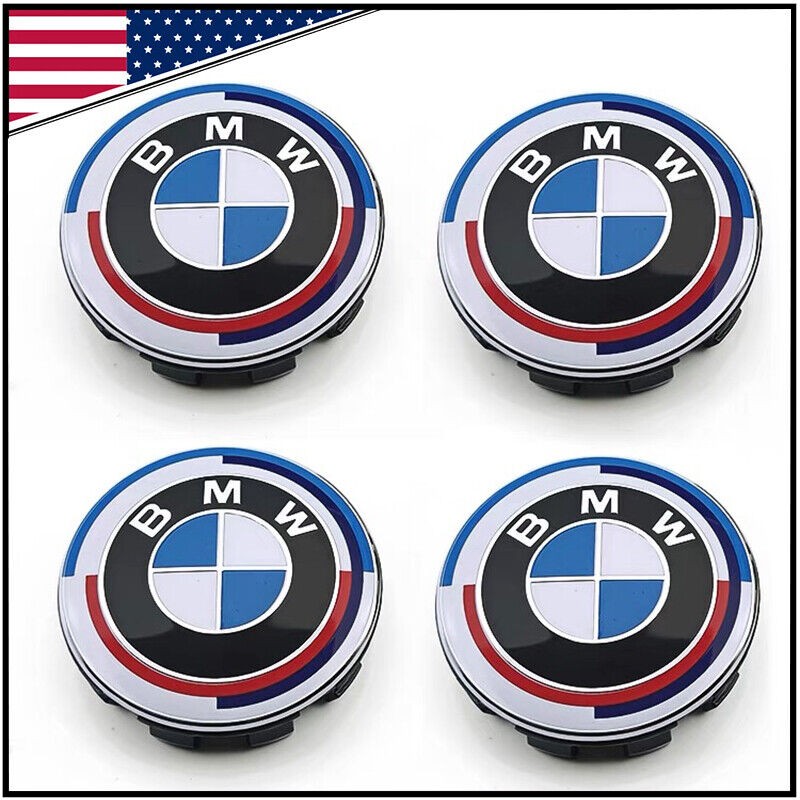 SET 4x 50th ANNIVERSARY HERITAGE STYLE ALLOY WHEEL CENTRE CAPS Genuine NEW