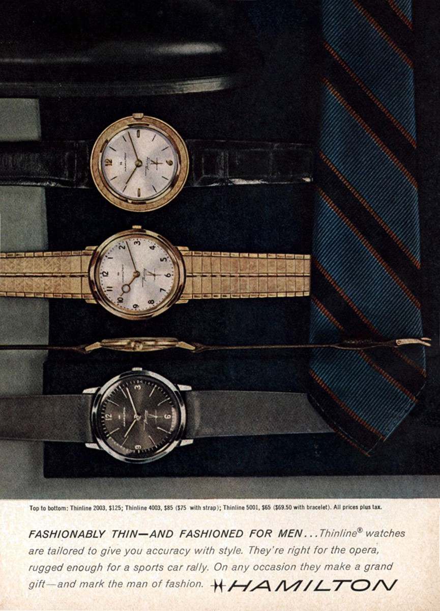 1962 Hamilton Watch: Fashionably Thin Vintage Print Ad 1962 Hamilton Watch: Fashionably Thin Vintage Print Ad