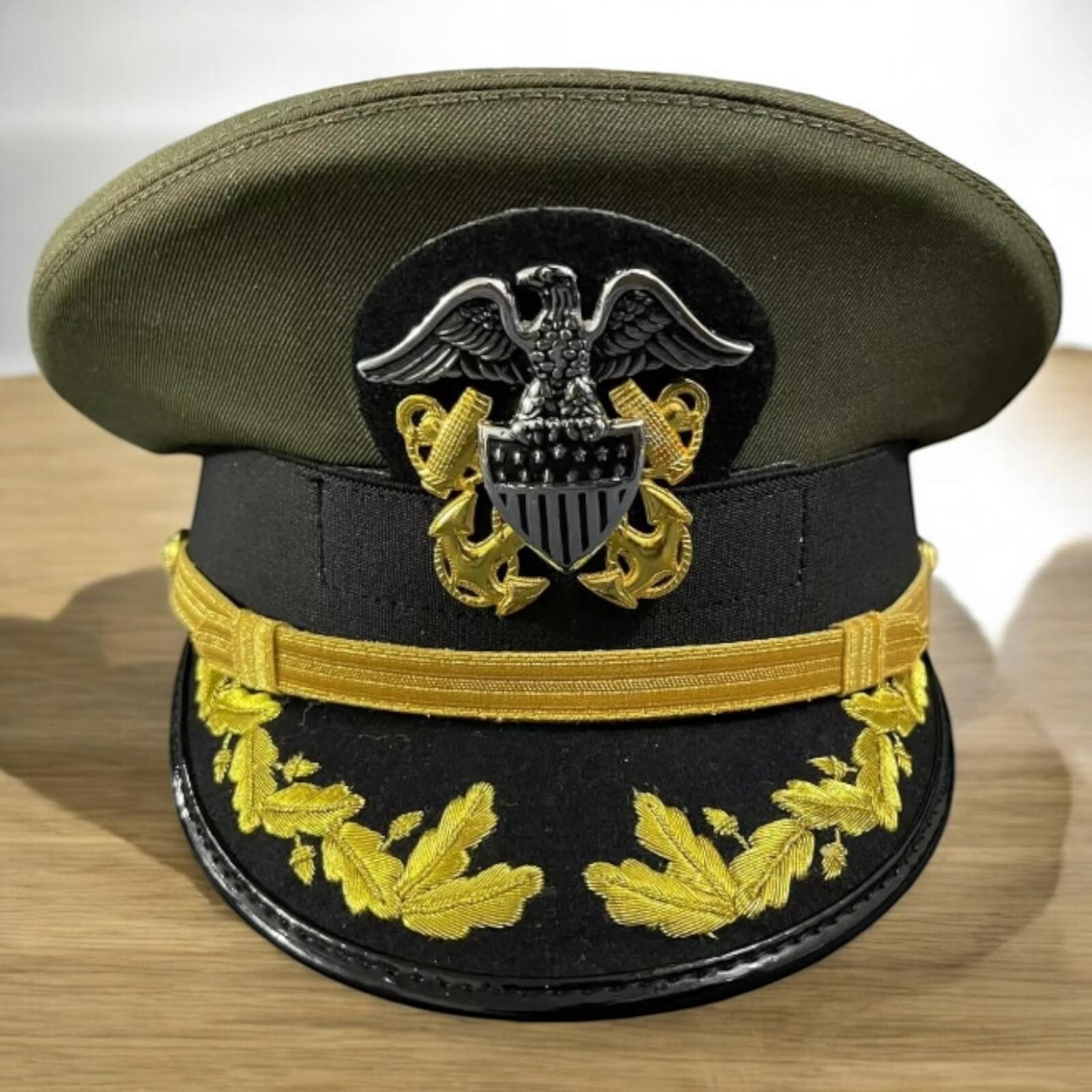 WWII WW2 US Navy Senior Men's Officer Visor Embroidered Hat Caps Reproduction WWII WW2 US Navy Senior Men's Officer Visor Embroidered Hat Caps Reproduction