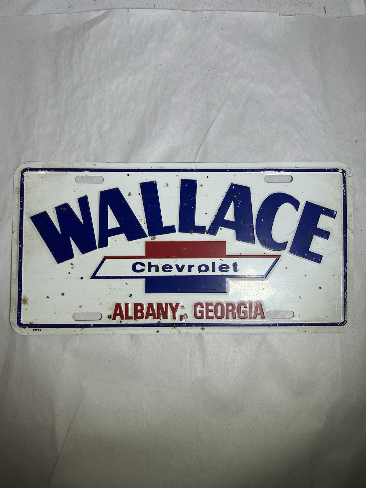 Vintage Wallace Chevy Chevrolet Albany GA Georgia Truck Tag Advertising Plate