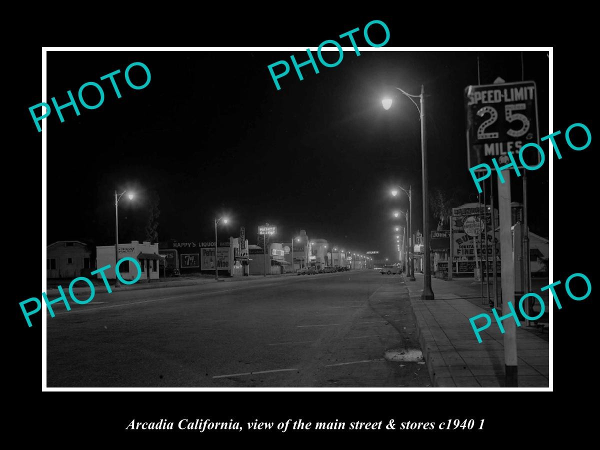 Arcadia California The Main St & Stores c1940 2 Old Large Historic Photo