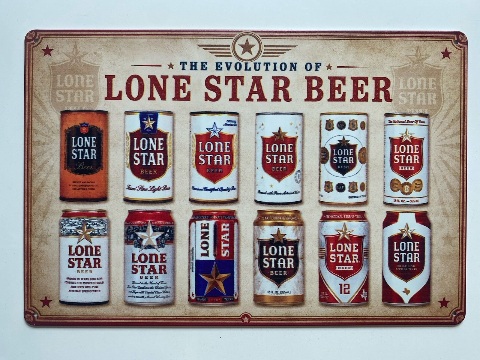 Lone Star Beer Sign - Evolution Of Lone Star Beer Cans - Texas