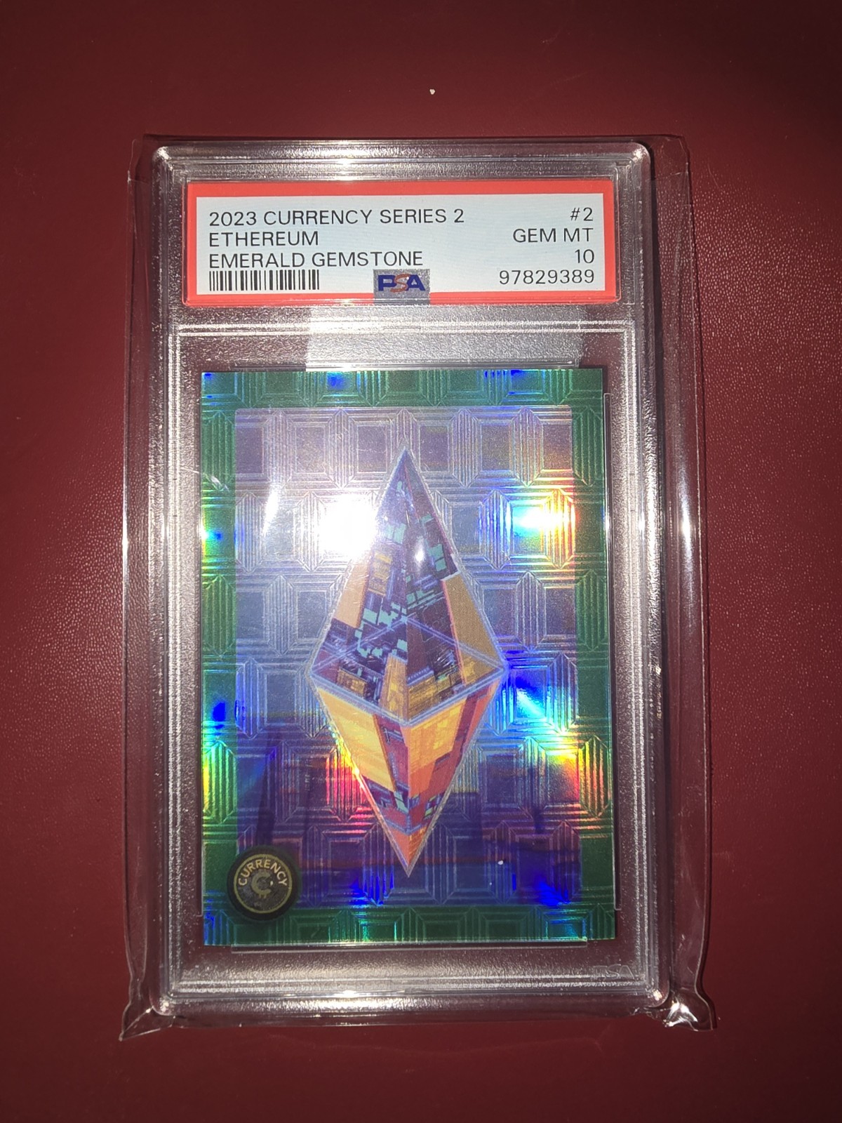 2023 Cardsmiths Currency Ethereum Emerald Gemstone Refractor Card PSA 10 93/99