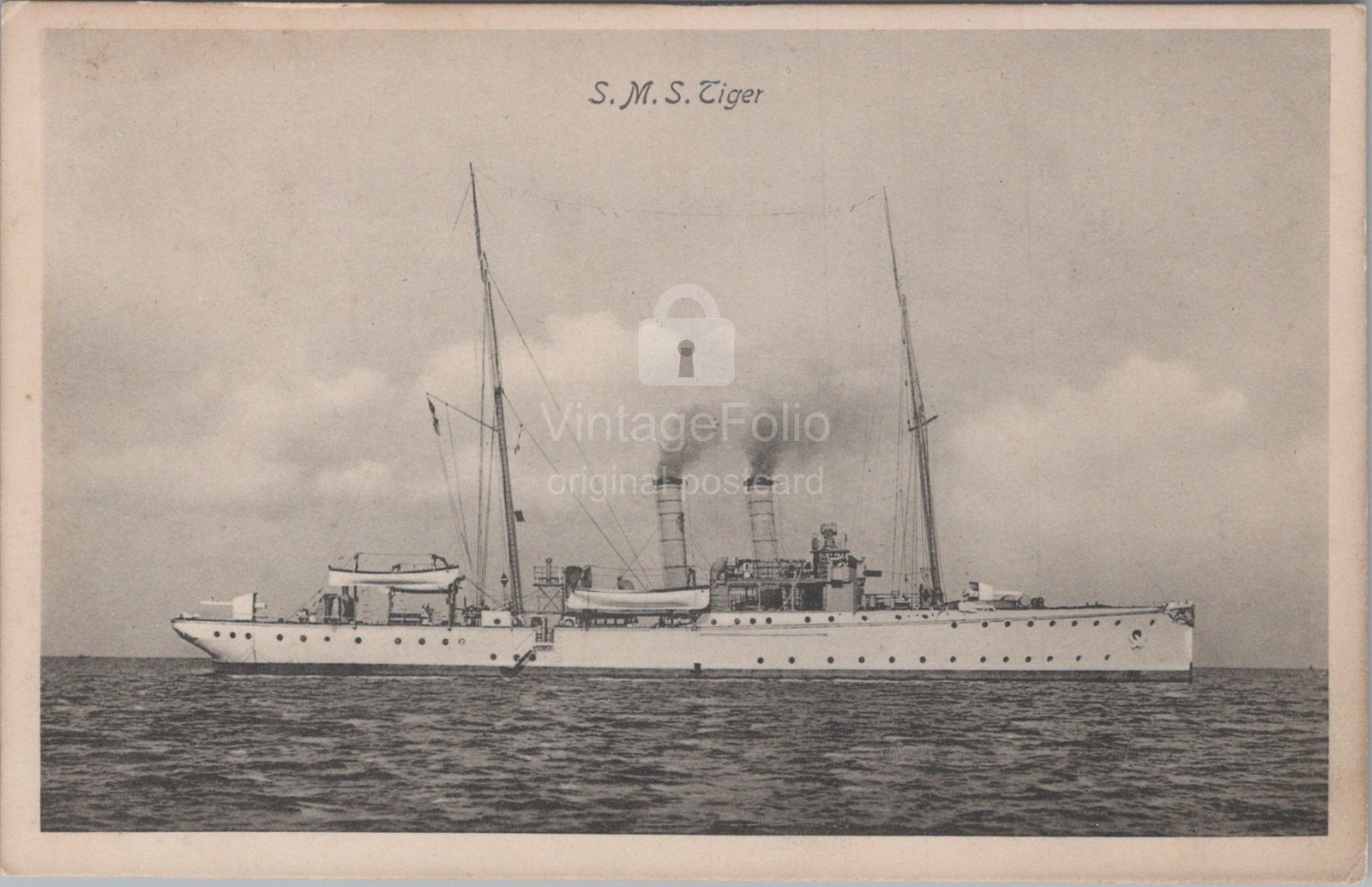 SMS Tiger German Navy Gunboat Prinz Eitel Friedrich Raider Lempe 1911 Postcard
