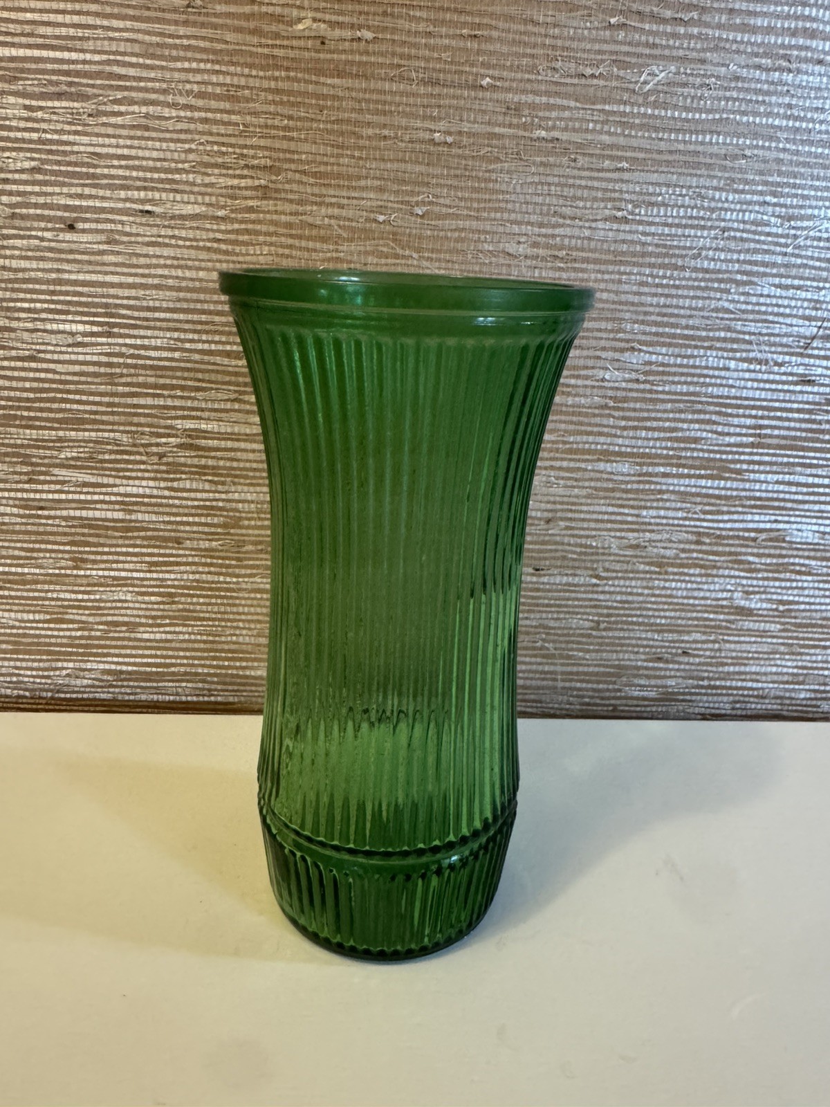 Vintage Emerald Green Textured Glass Vase 4088-B Hoosier 