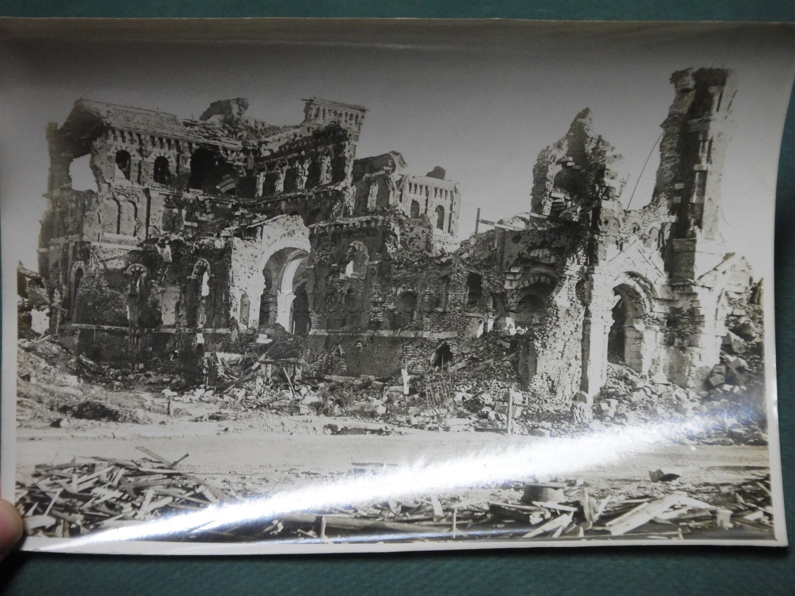 WWI antique OFFICIAL PRESS PHOTO orig ALBERT france COLLEGIATE CHURCH