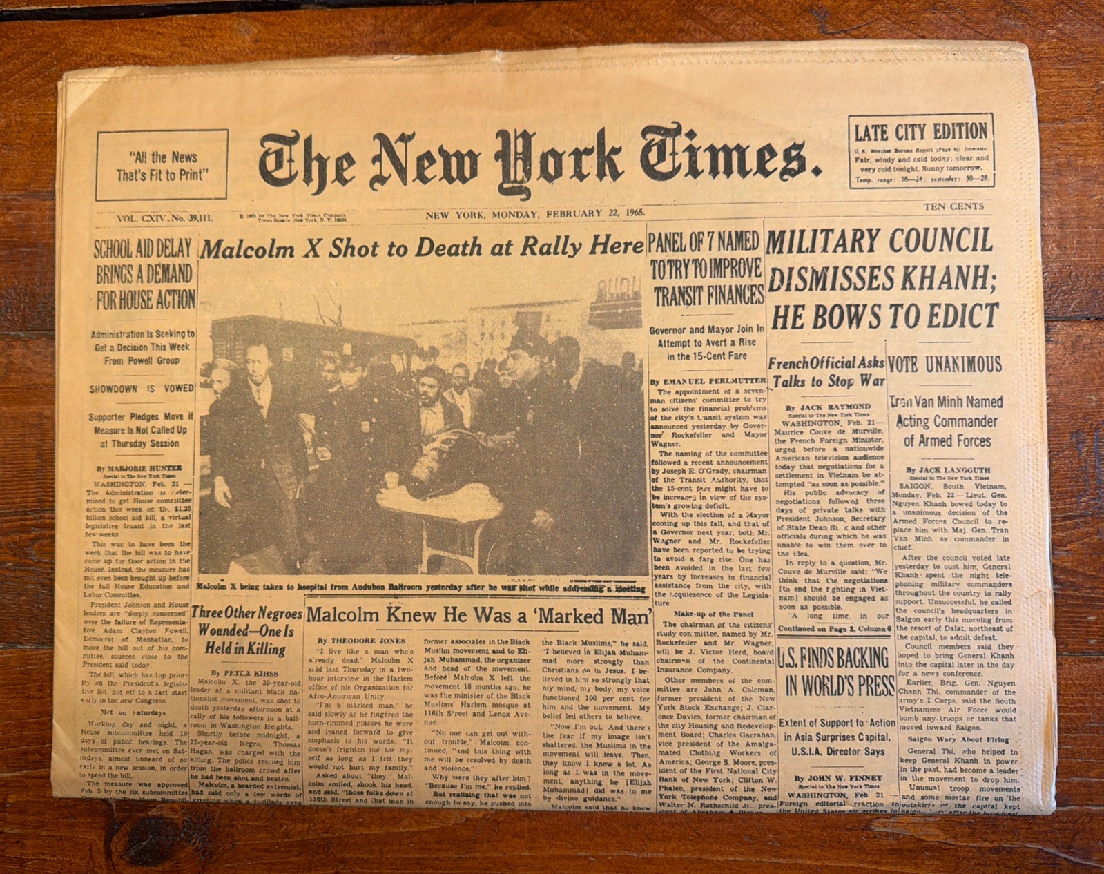 ORIGINAL FEB. 26 1965 NEW YORK TIMES – NEWSPAPER EDITION MALCOLM X ASSASSINATION