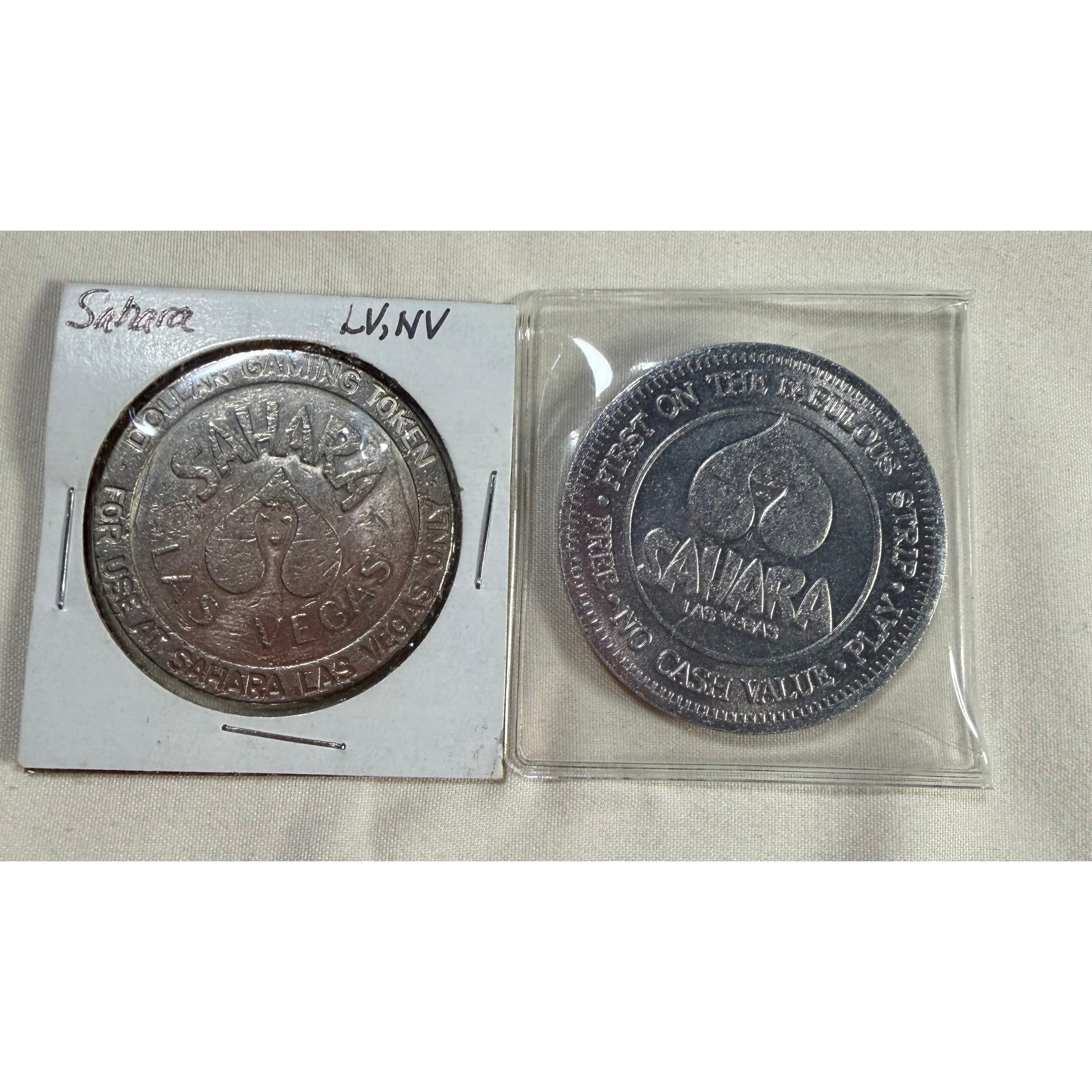 Sahara Las Vegas Casino Token Set Dollar Gaming & Free Slot Play Vintage LV NV