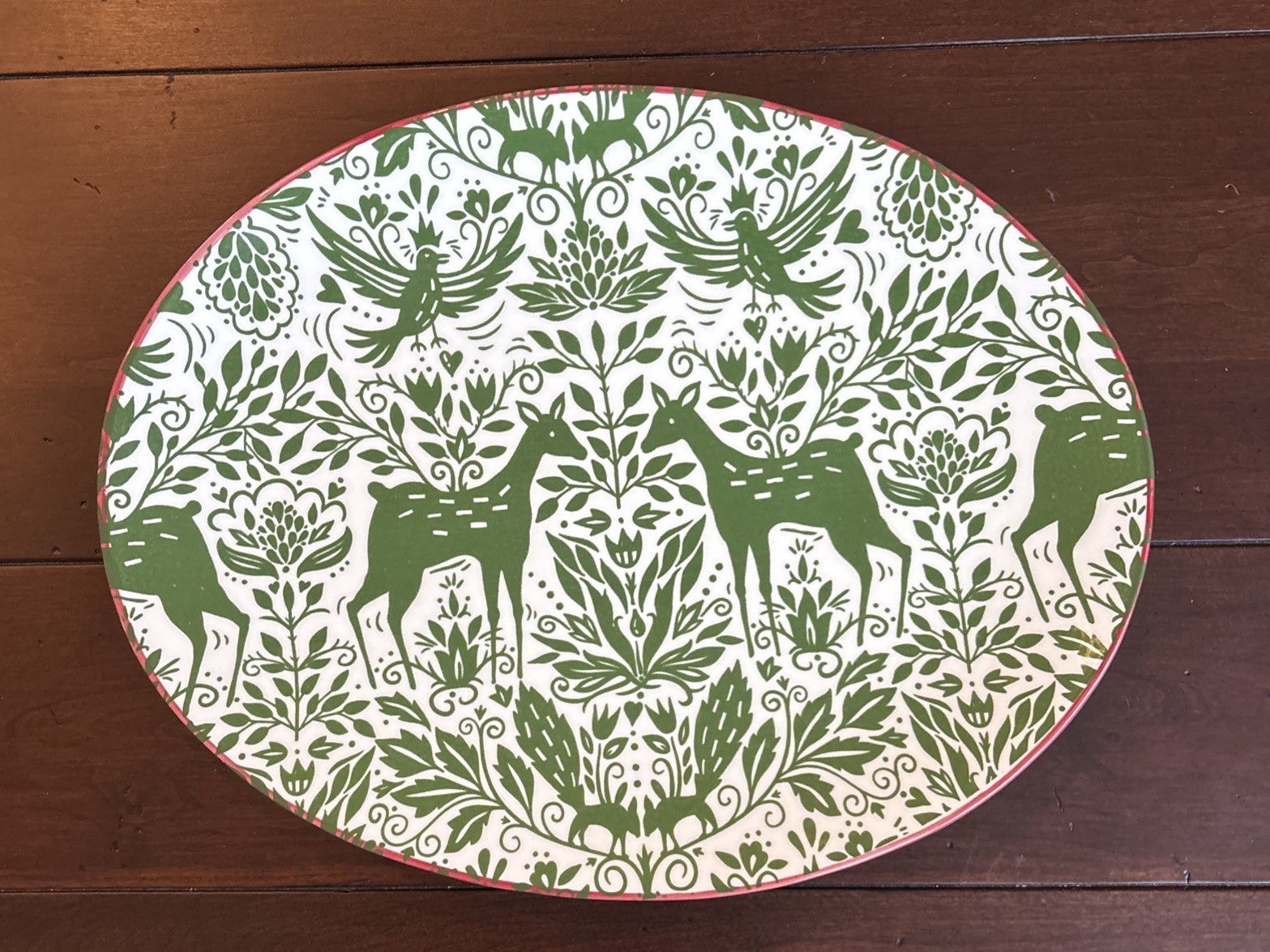 VIETRI VIVA Holiday Oval Platter - Mistletoe Festive Made In Italy - Deer Birds VIETRI VIVA Holiday Oval Platter - Mistletoe Festive Made In Italy - Deer Birds