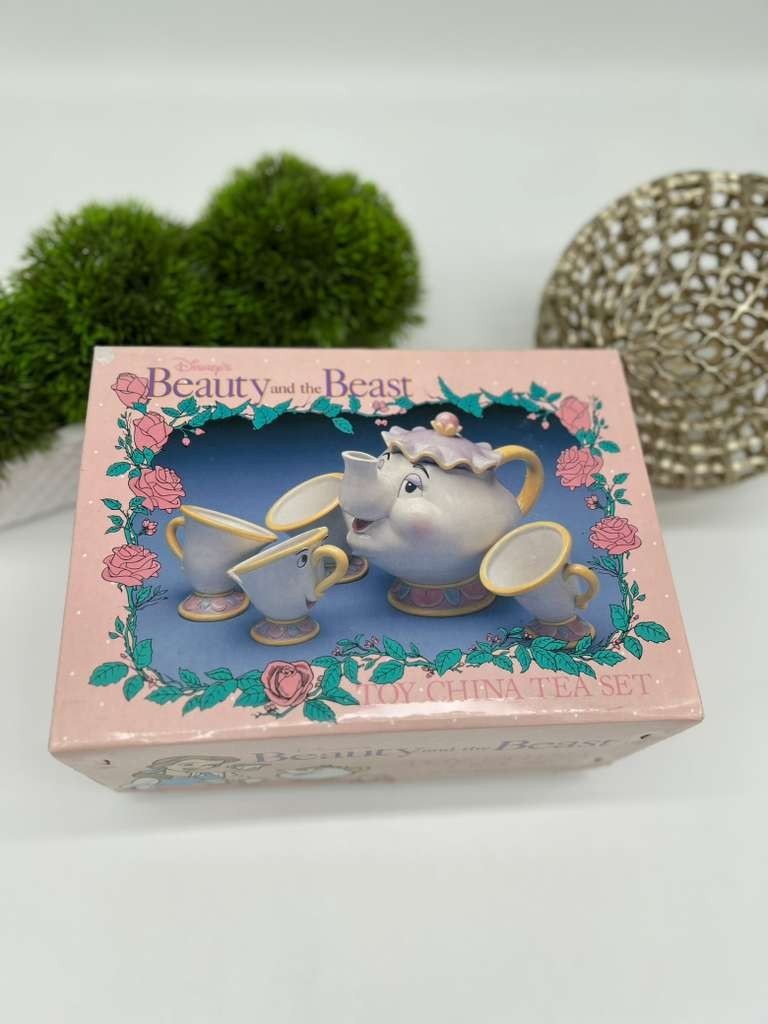 Vintage 1991 Disney Beauty and the Beast Toy China Tea Set Mrs Potts Chip Vintage 1991 Disney Beauty and the Beast Toy China Tea Set Mrs Potts Chip