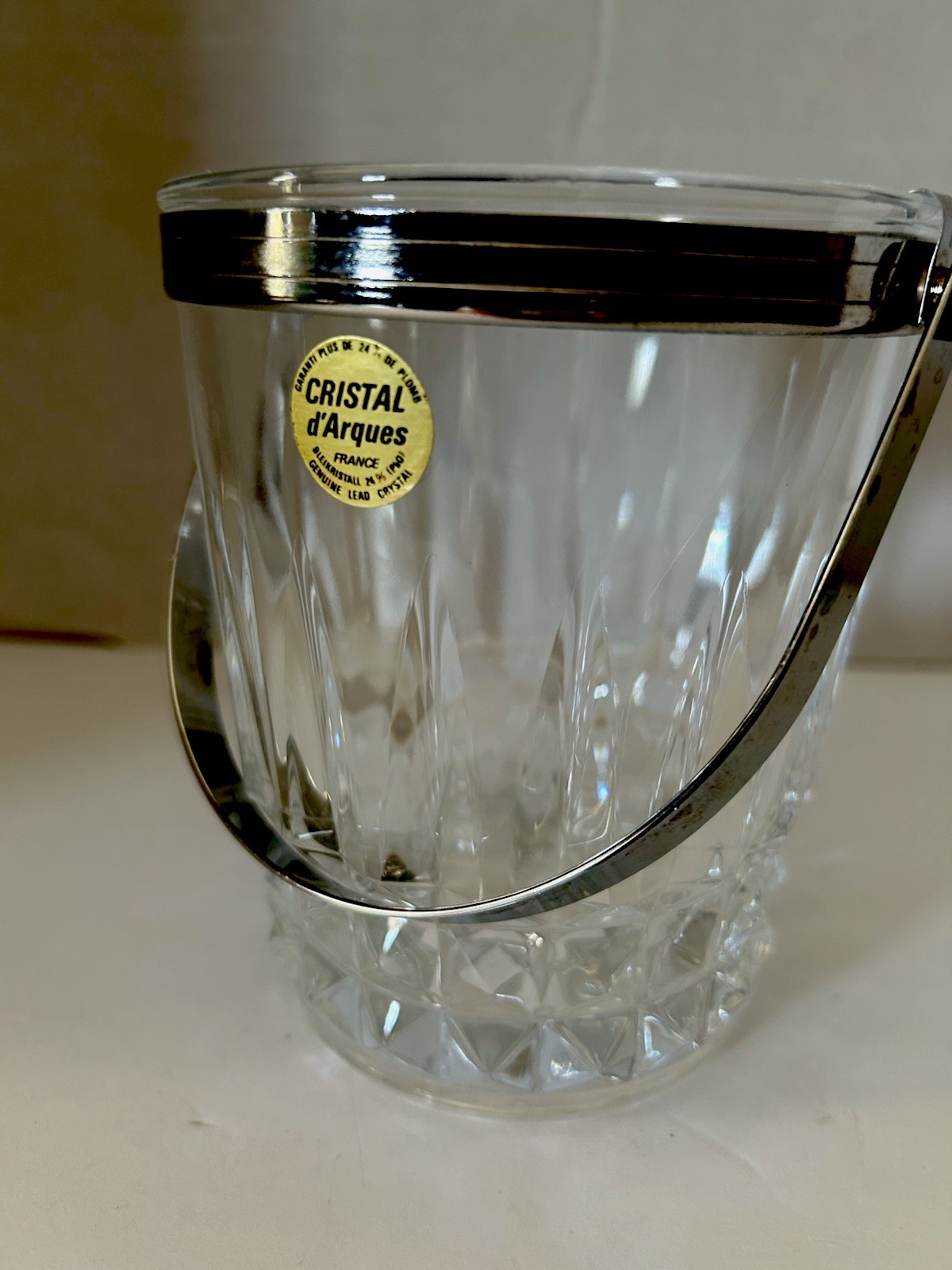Vintage Cristal D'Arques France 24% Lead Crystal  Ice Bucket