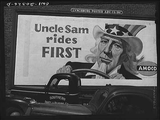 Photo:Lynchburg Virginia 1940s Amoco Uncle Sam Rides First Billboard Truck