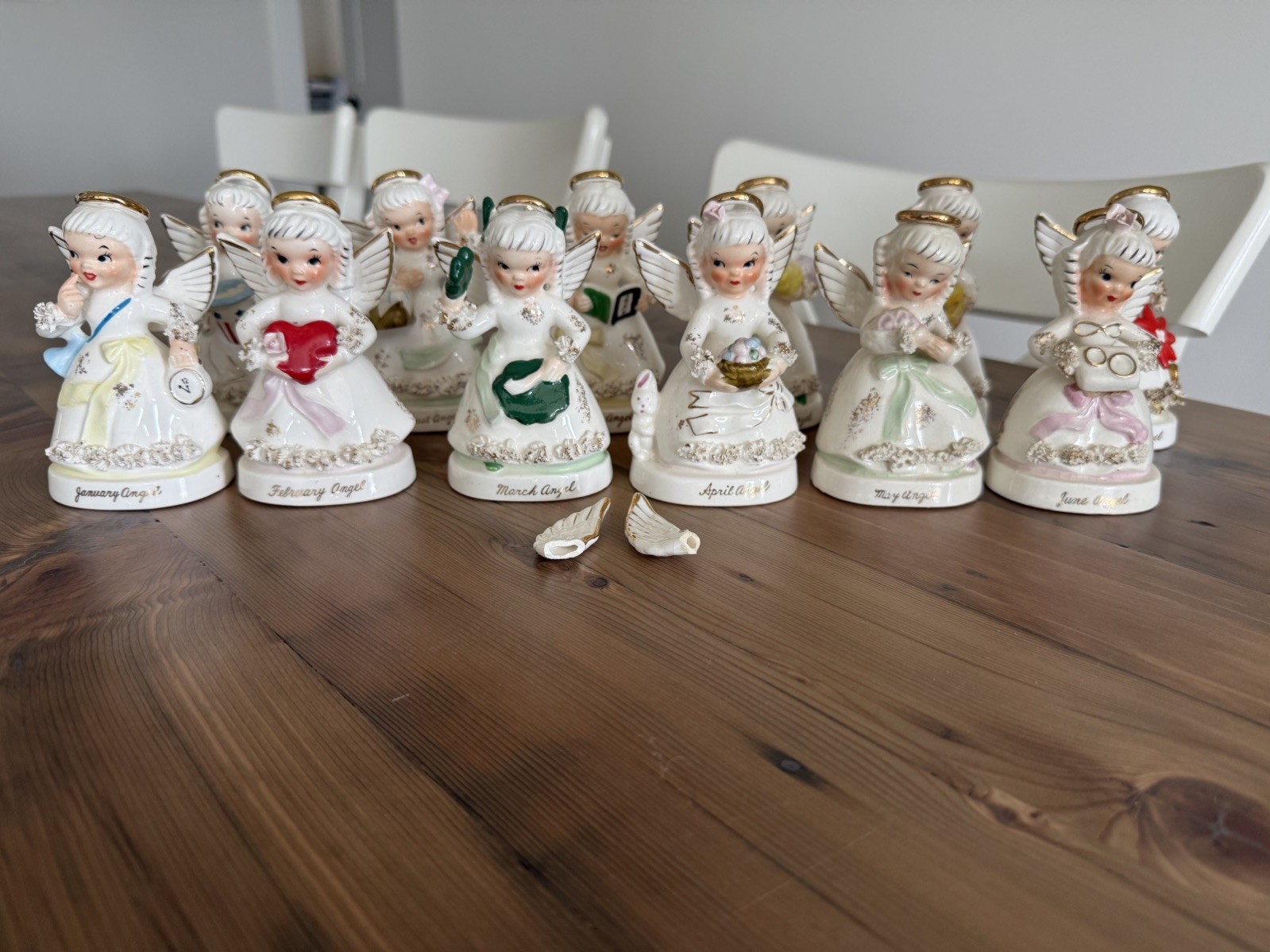 COMPLETE Vintage NAPCO Birthday Angels 12-Month Figurine Set Japan