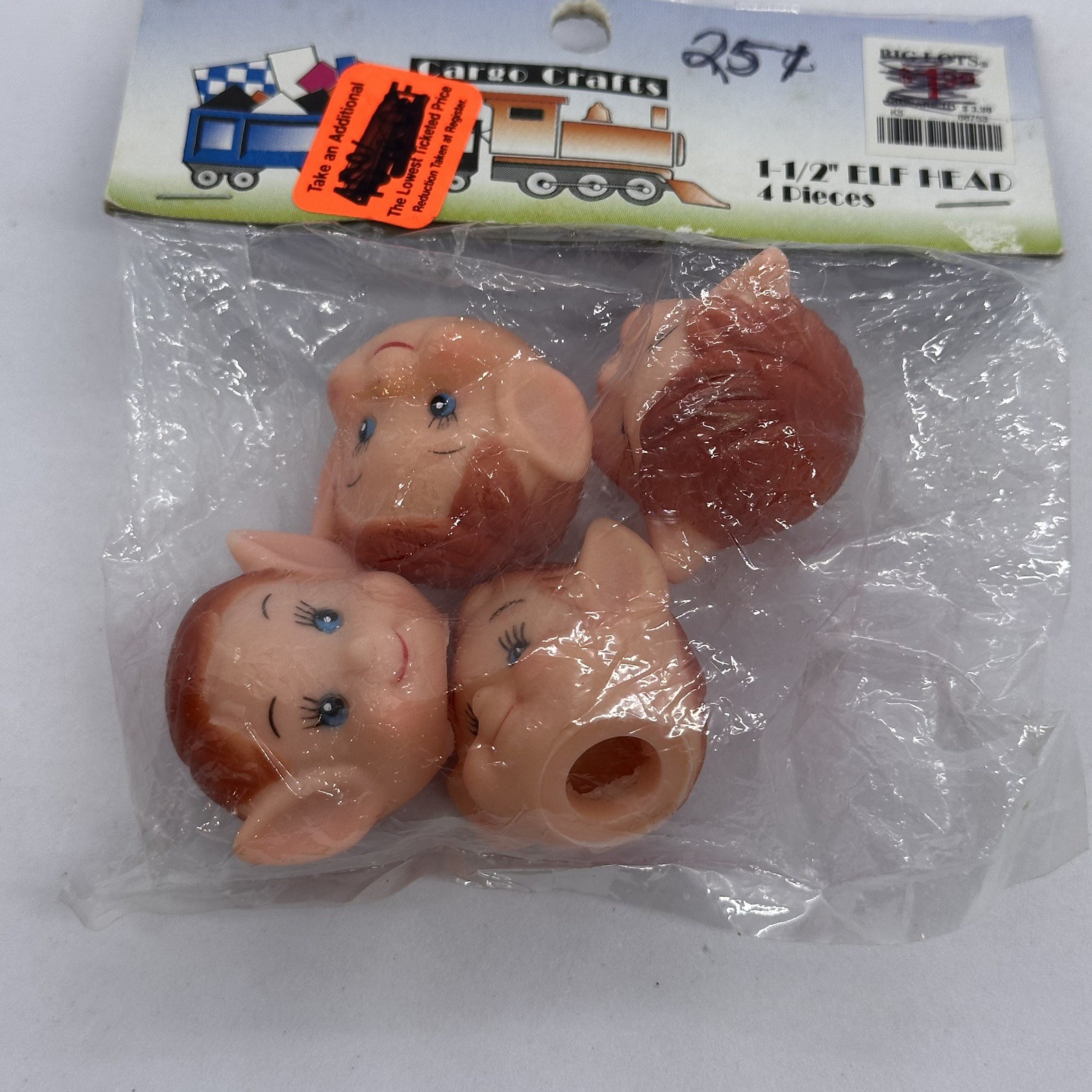 VTG Lot of 4 Soft Vinyl Pixie Elf Doll Heads 1.5 VTG Lot of 4 Soft Vinyl Pixie Elf Doll Heads 1.5