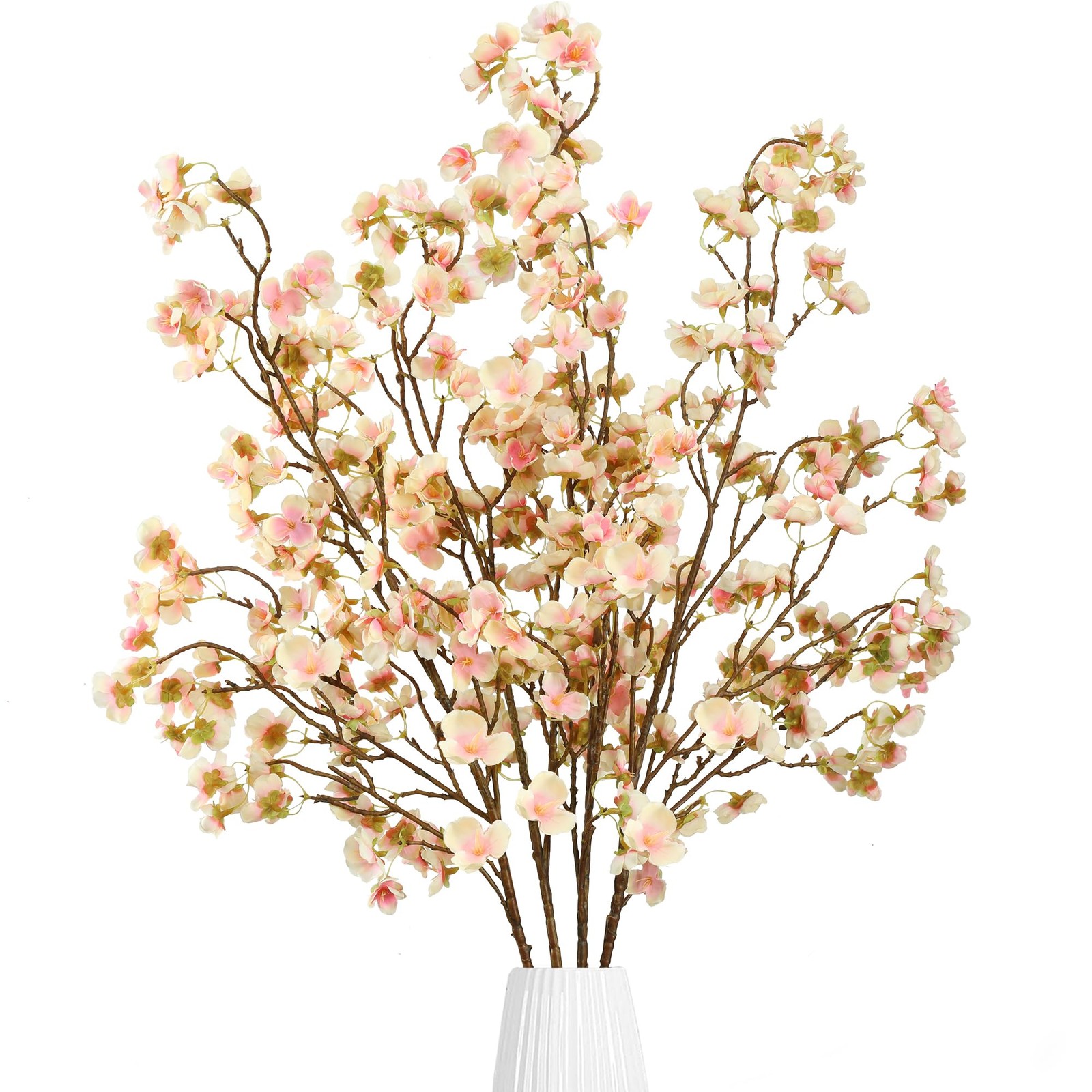 Sggvecsy Artificial Cherry Blossom Flowers 4 Pcs Champagne 41\'\' for Vase