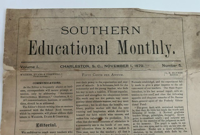 1879 Charleston SC ~ Southern Educational Monthly Newspaper, African Americans 1879 Charleston SC ~ Southern Educational Monthly Newspaper, African Americans