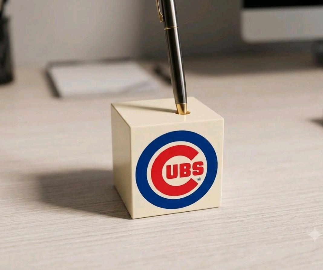 Vintage Chicago Cubs Weighted Desk Pen Holder Paperweight Base MLB Baseball