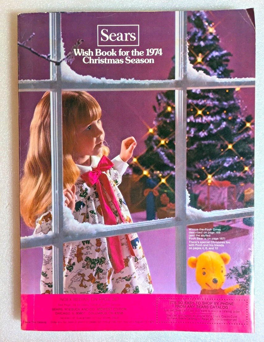 * HAS ORIGINAL MAILING WRAPPER* Sears Wish Book 1974 Christmas Season Catalog 