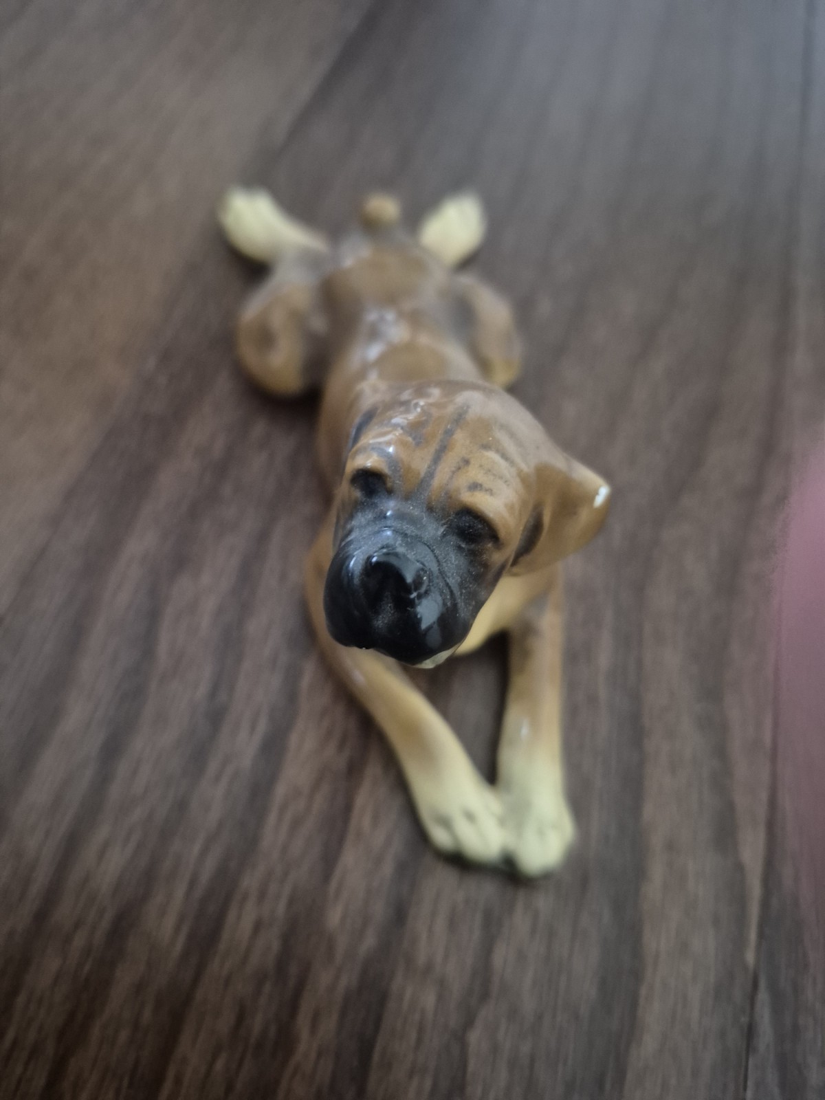 Vintage Mortens Studio Boxer Dog  figure Figurine brown playful pose Mortons