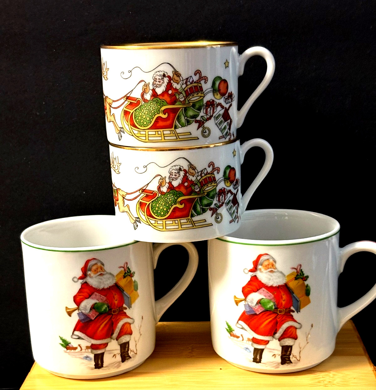 4 NEW VTG. JKW Bavaria West Germany Santa Claus Porcelain Christmas Coffee Mugs 4 NEW VTG. JKW Bavaria West Germany Santa Claus Porcelain Christmas Coffee Mugs