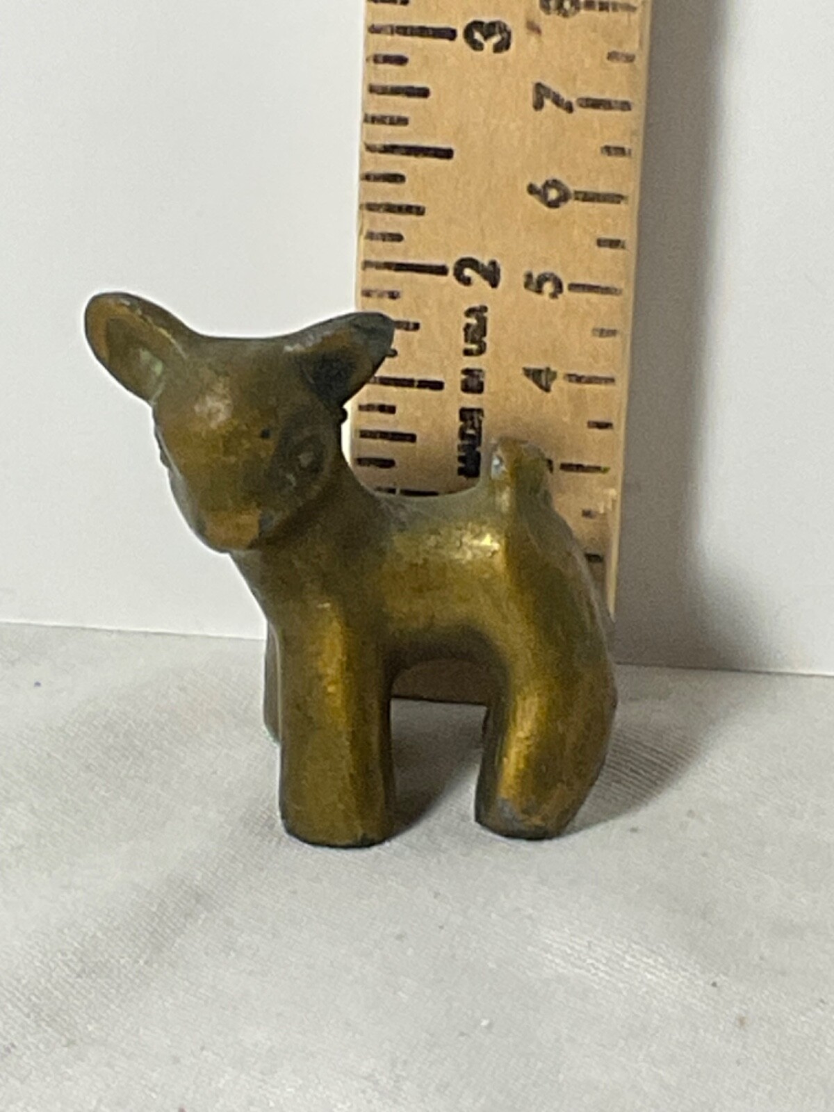 Antique brass fawn baby deer figurine