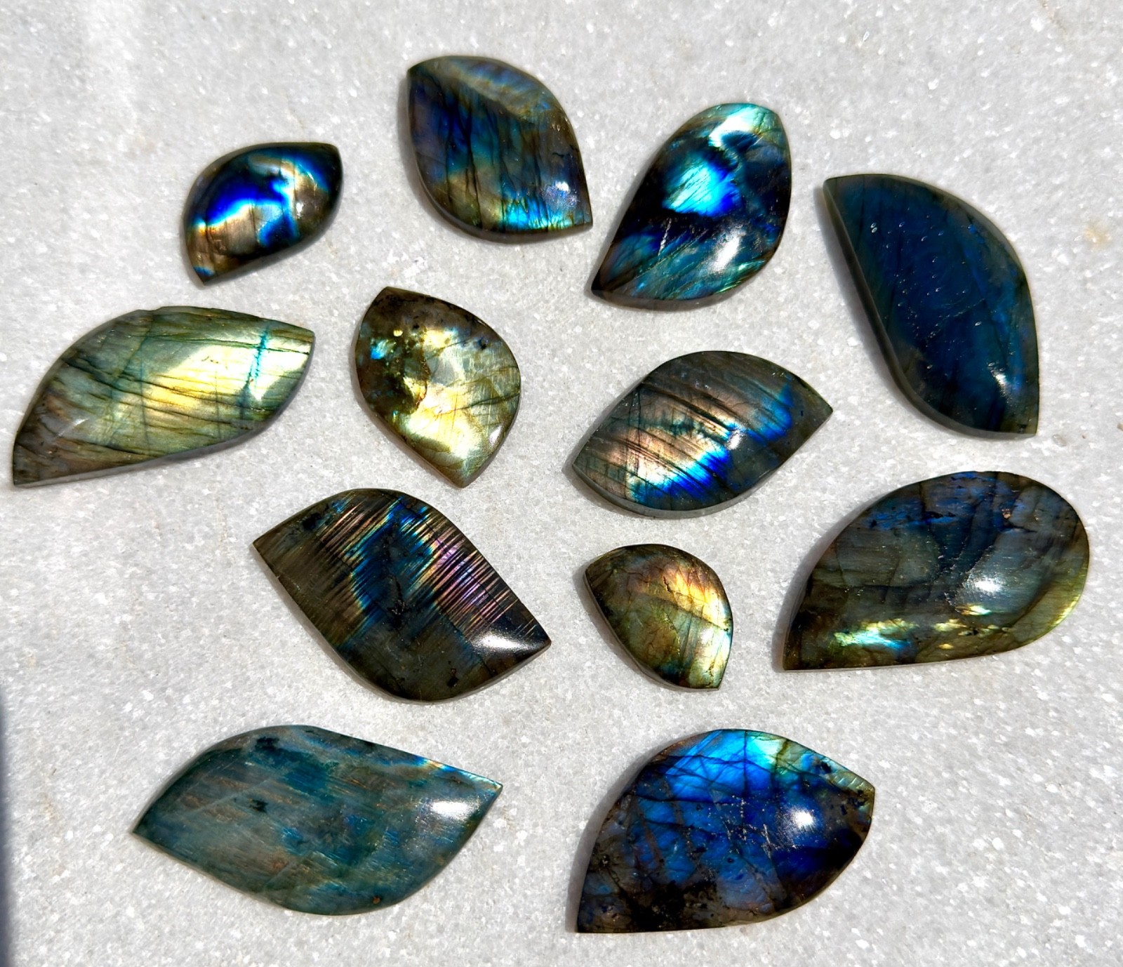Wholesale Lot 12 Pcs Natural Labradorite Cabochon Crystal Healing Energy