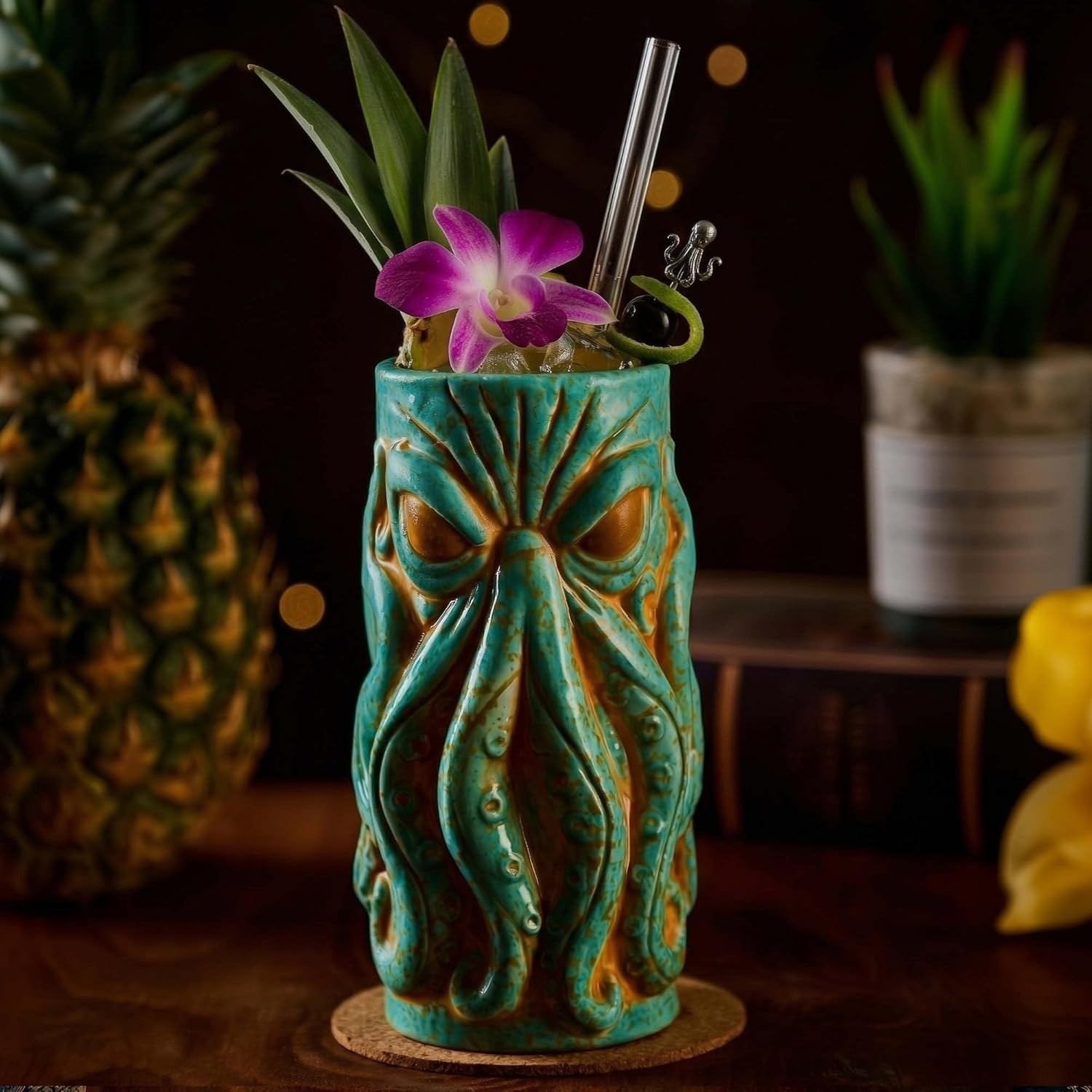 Kraken Ceramic Tiki Mug, 18 oz Hi Ball 1 pc Set