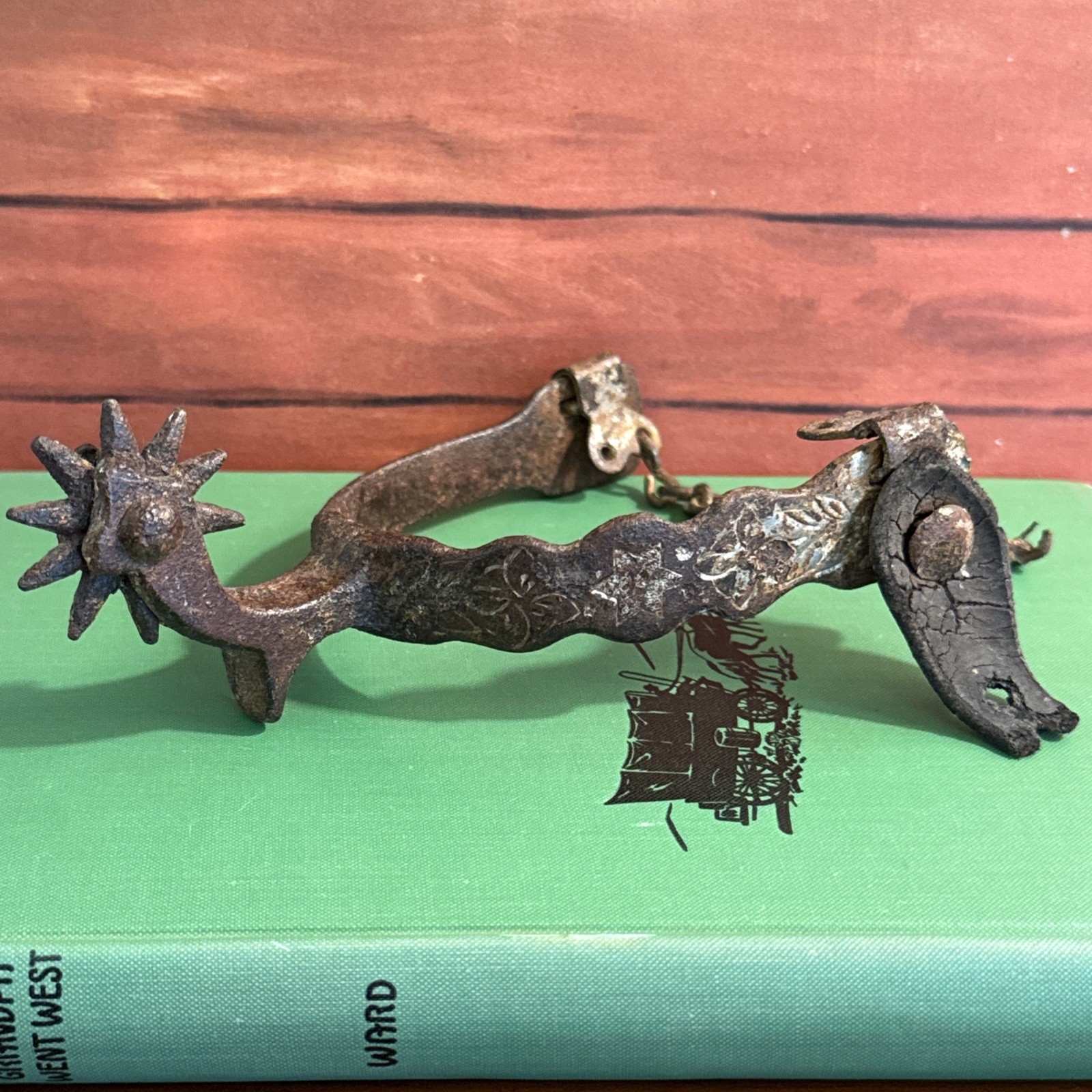 Antique Mexican Charro Horse Head Spur Hand Forged Iron Western Single 1900s