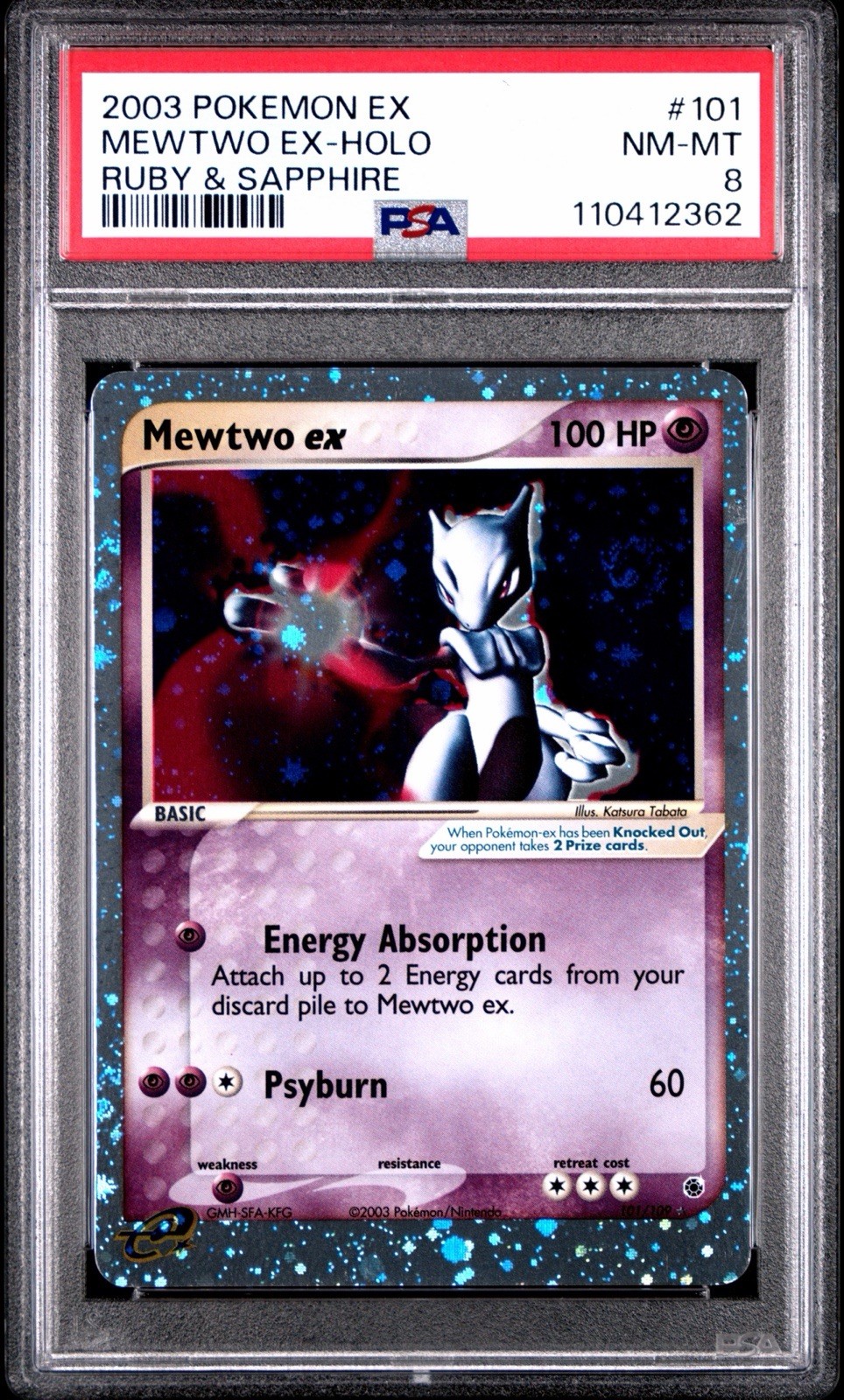 Mewtwo EX 101/109 Holo - Pokemon Ruby & Sapphire ex - English - PSA 8