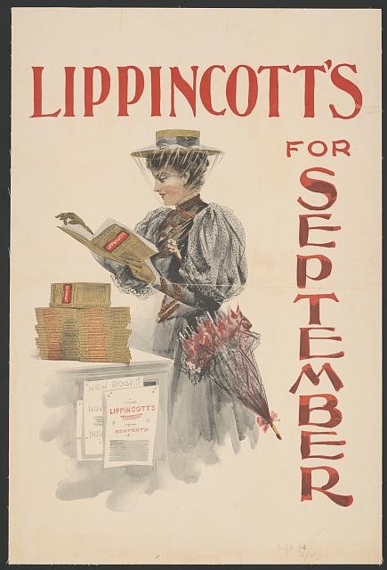 Photo:Lippincott\'s for September 1894 Magazine Cover Woman Reading
