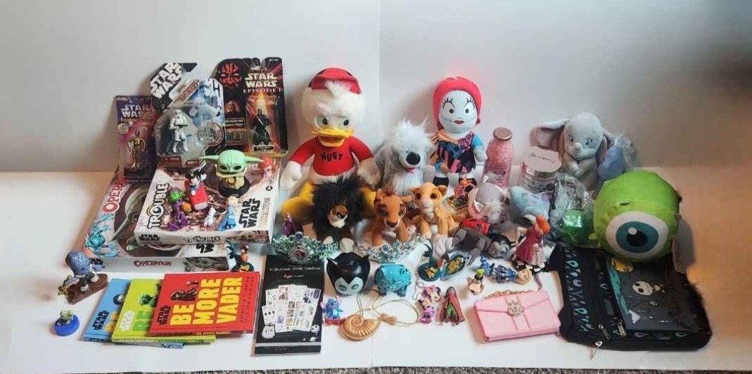 14lb Lot Of New & Used Vintage & Modern Disney Figures, Plush, Accessories, Etc