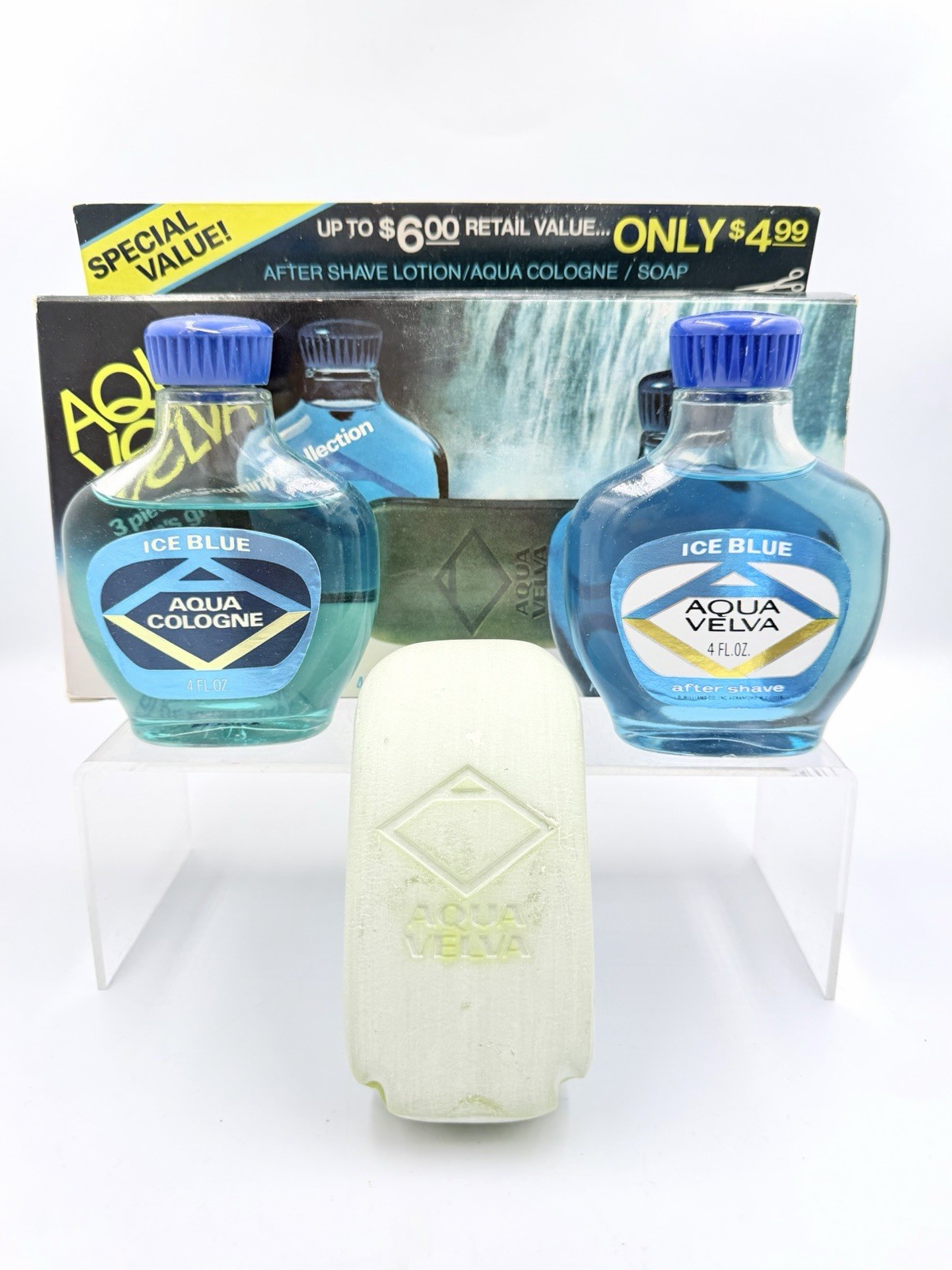 Vtg Aqua Velva 3-Piece Gift Set Aqua Cologne After Shave Lotion & Soap 4 fl oz