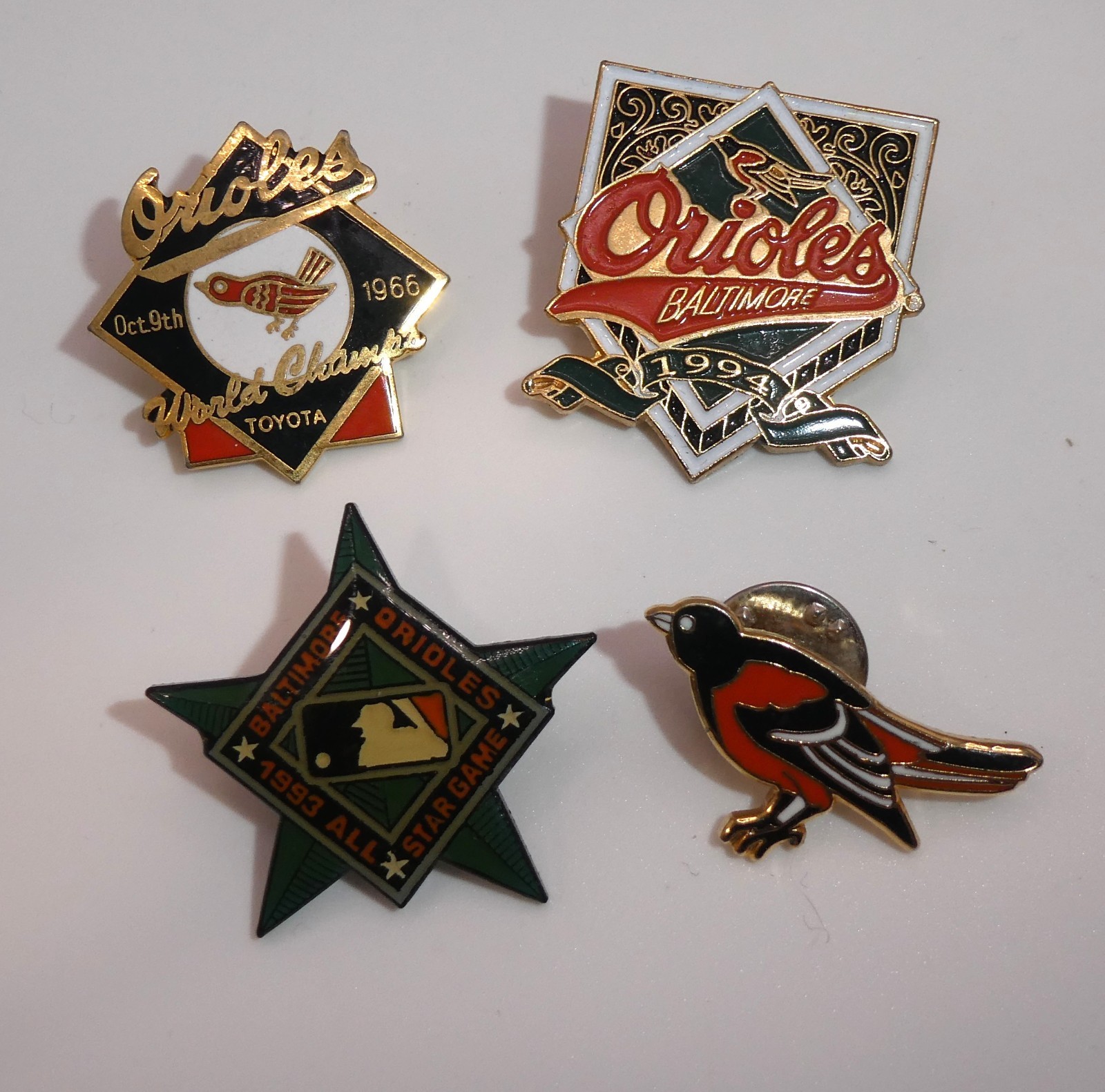Lot of 4 Vintage Baltimore Orioles Lapel Hat Pin Bird Mascot MLB Baseball 1990's Lot of 4 Vintage Baltimore Orioles Lapel Hat Pin Bird Mascot MLB Baseball 1990's