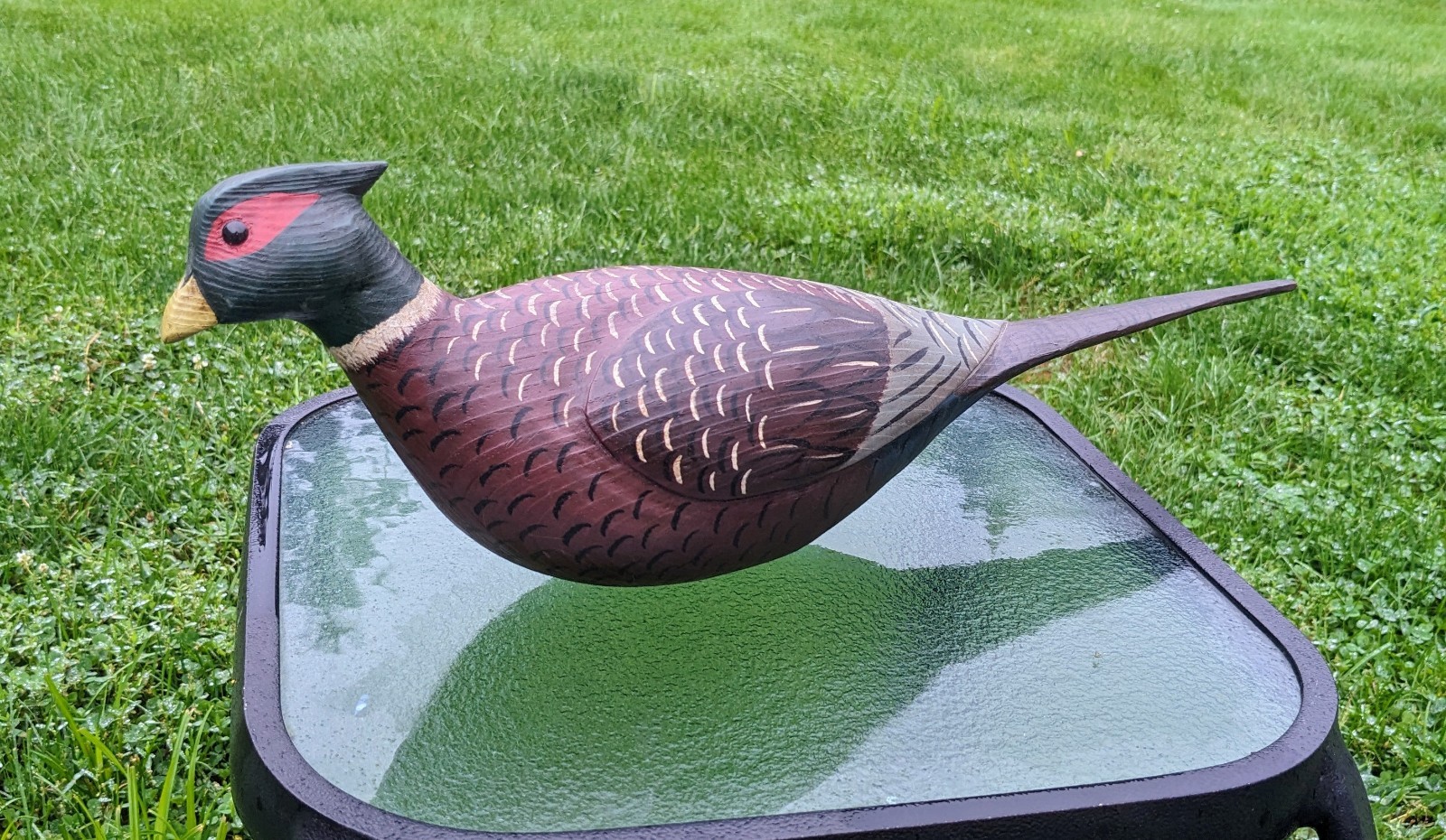 S.R. White SRW 1990 Hand Carved Wooden Pheasant Decoy Wildlife Art Vintage 21\