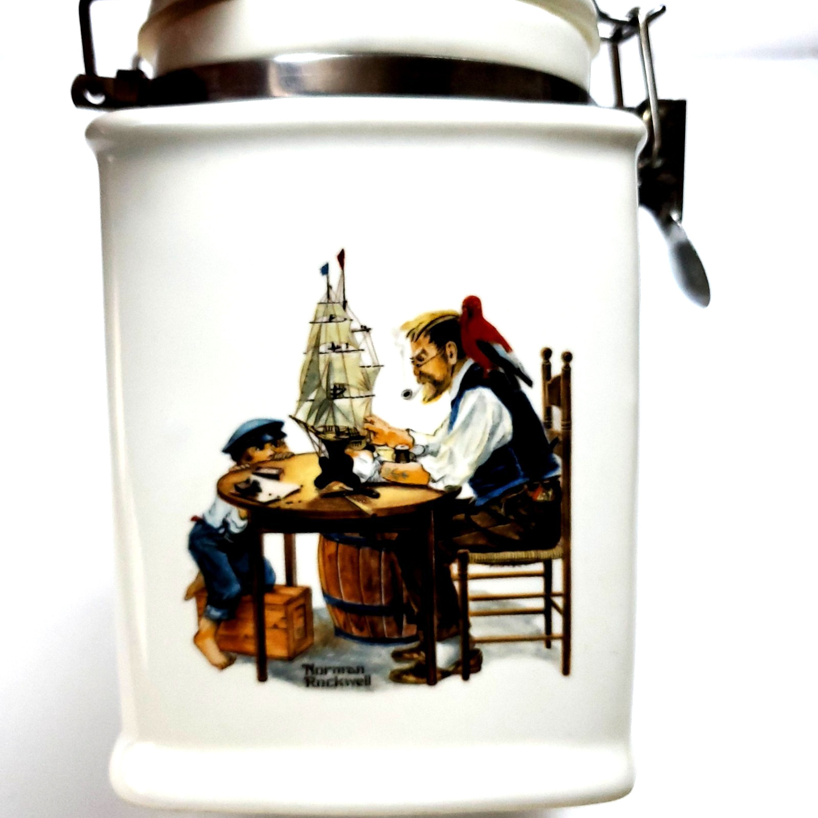 1984 Norman Rockwell For A Good Boy Ceramic Canister Lid Vintage Kitchen Decor