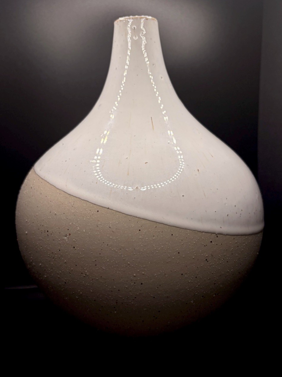 Vintage Domain White Beige Ceramic Vase Made In Portugal