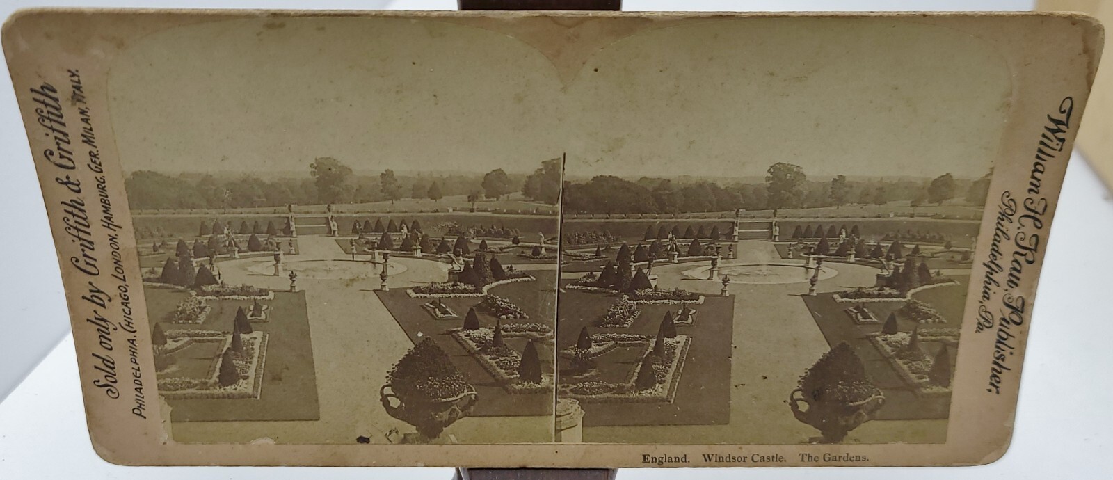Antique Stereoscope Stereoview Card William Rau Windsor Castle Gardens UK