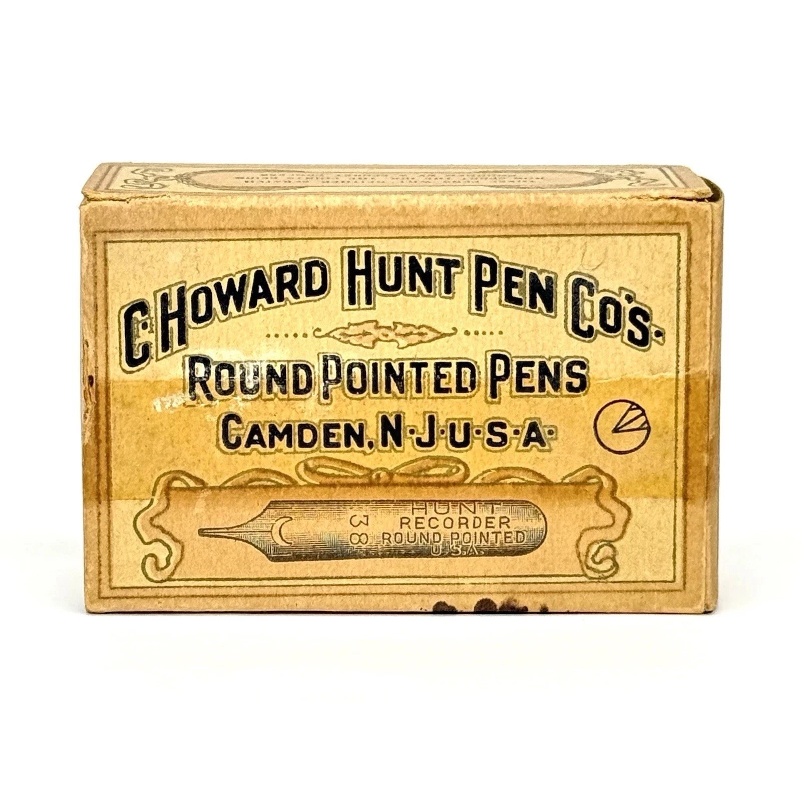 Vintage C Howard Hunt No. 38 Recorder Pen Box FULL 72 NIBS Dip Pen NJ c. 1920s