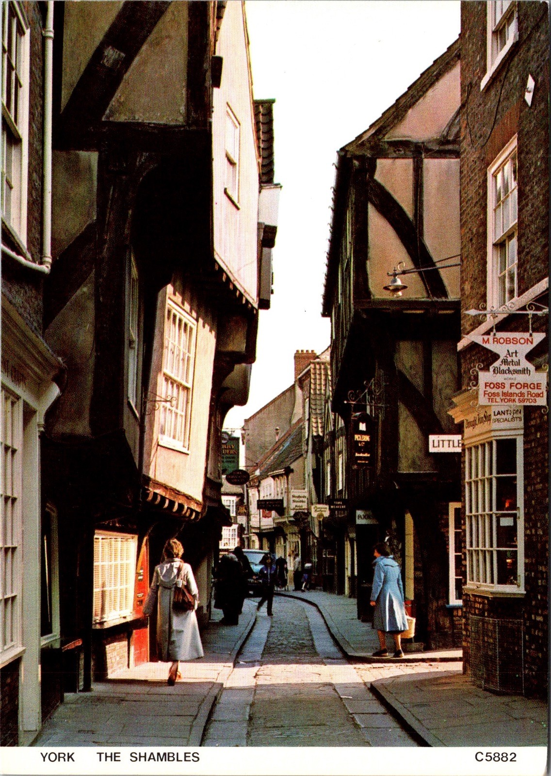 Shambles York Historic Street Scene Timber Framed Buildings Vintage Postcard