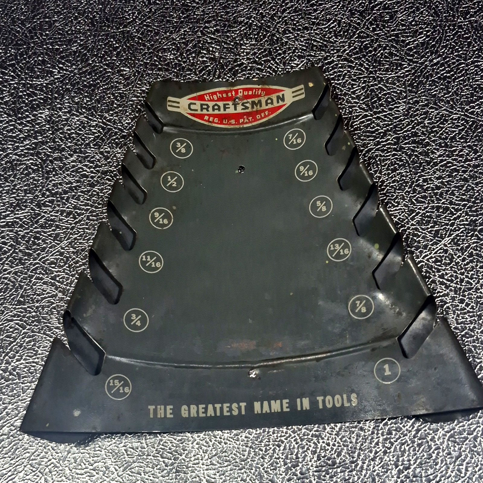 Vintage 1950s Craftsman Enameled Metal Display & Storage Rack For SAE wrenches. Vintage 1950s Craftsman Enameled Metal Display & Storage Rack For SAE wrenches.