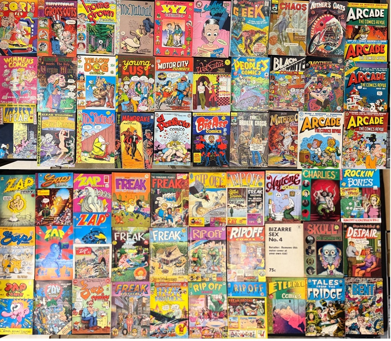 1970s Underground Comix Lot Set Run of 50+ Skull Zap San Francisco Crumb Freak