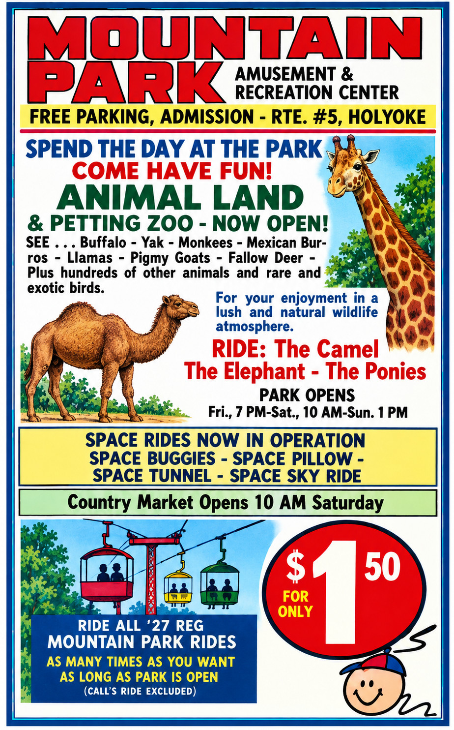 Vintage Mountain Amusement Park Ad Magnet – Holyoke Massachusetts