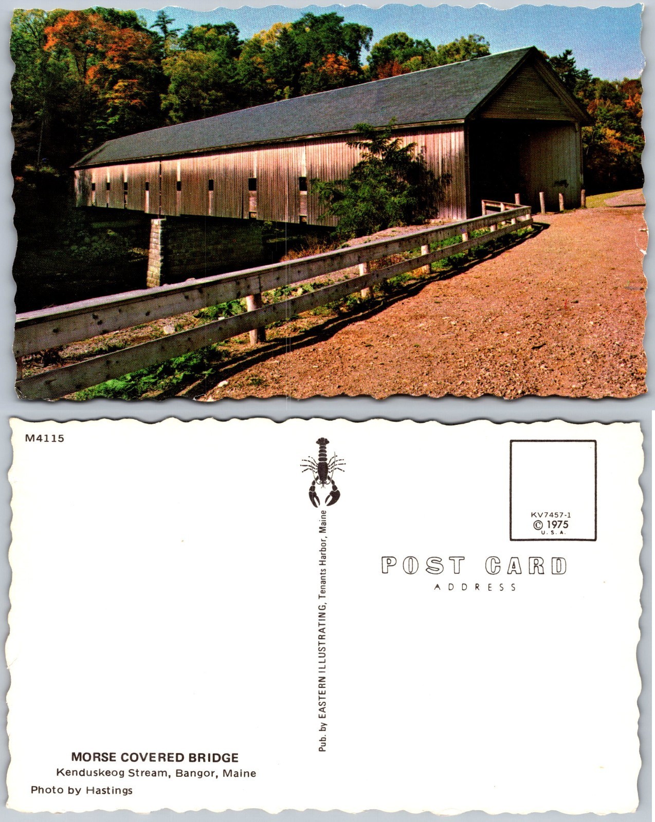Morse Covered Bridge Bangor Maine Postcard