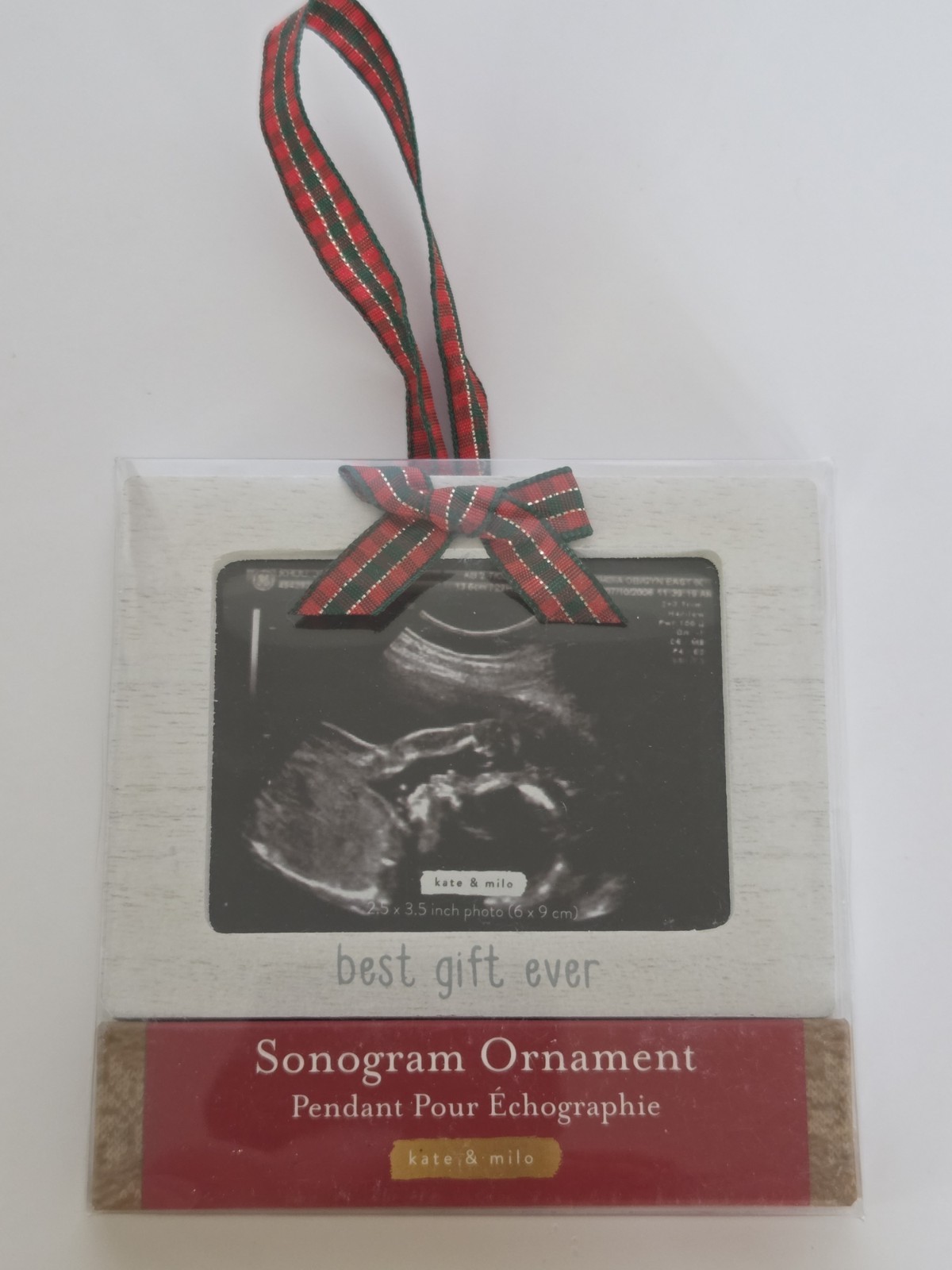 Kate & Milo Best Gift Ever Sonogram Ornament Picture Frame Christmas Holiday NEW Kate & Milo Best Gift Ever Sonogram Ornament Picture Frame Christmas Holiday NEW